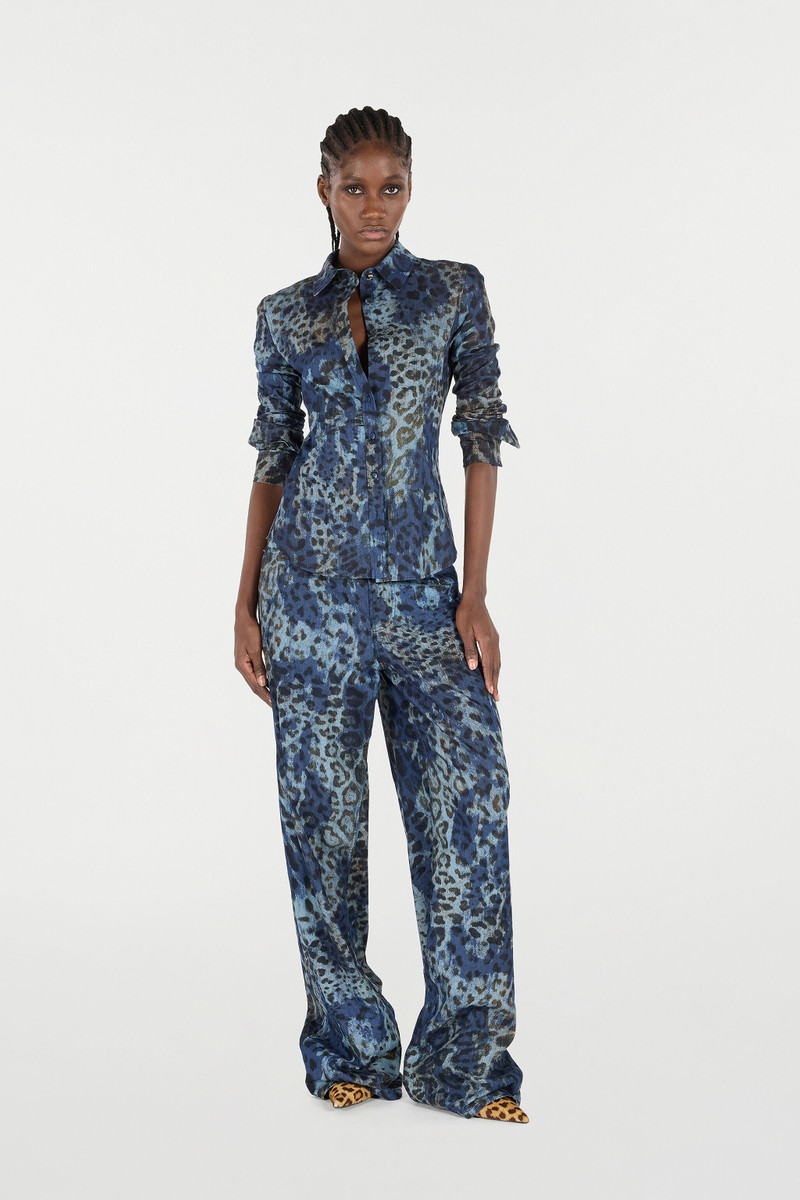 Roberto Cavalli Cotton Shirt with Jaguar Skin Print outlook