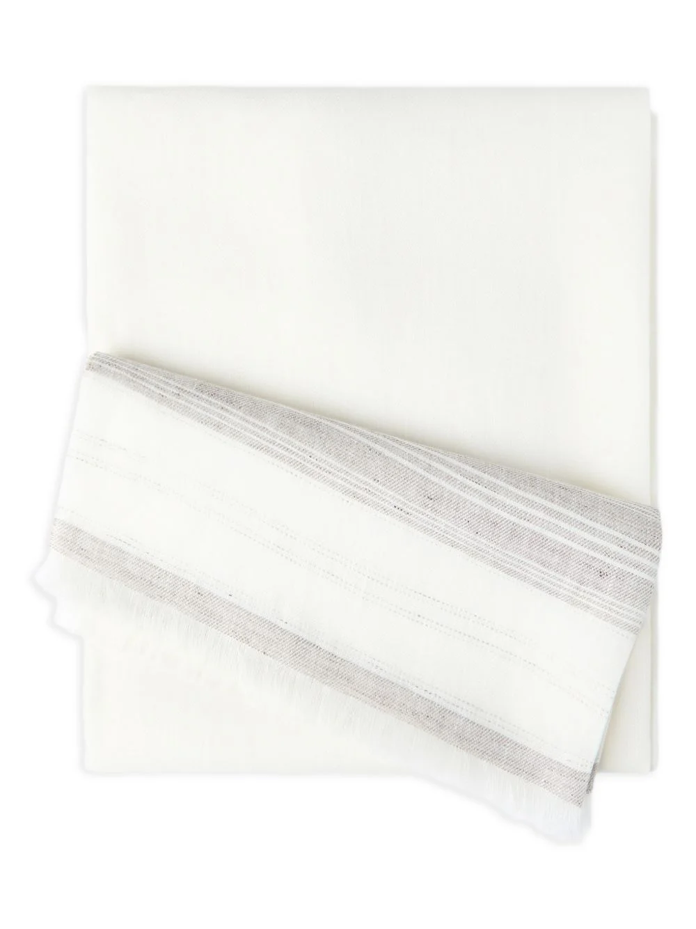 embroidered-detail striped linen scarf - 1
