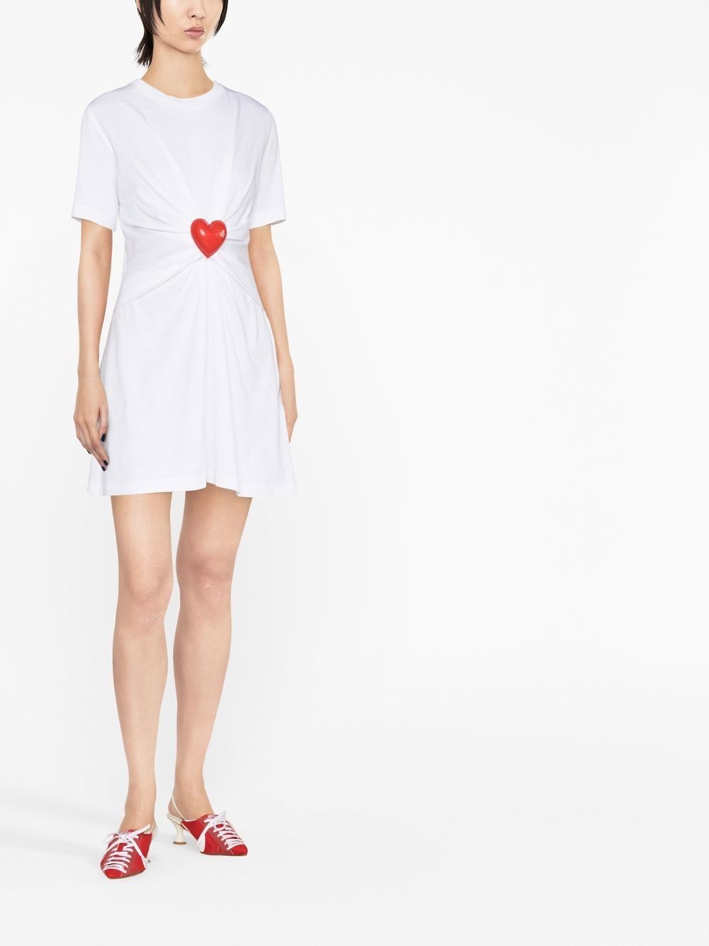 heart-appliqué gathered T-shirt dress - 2