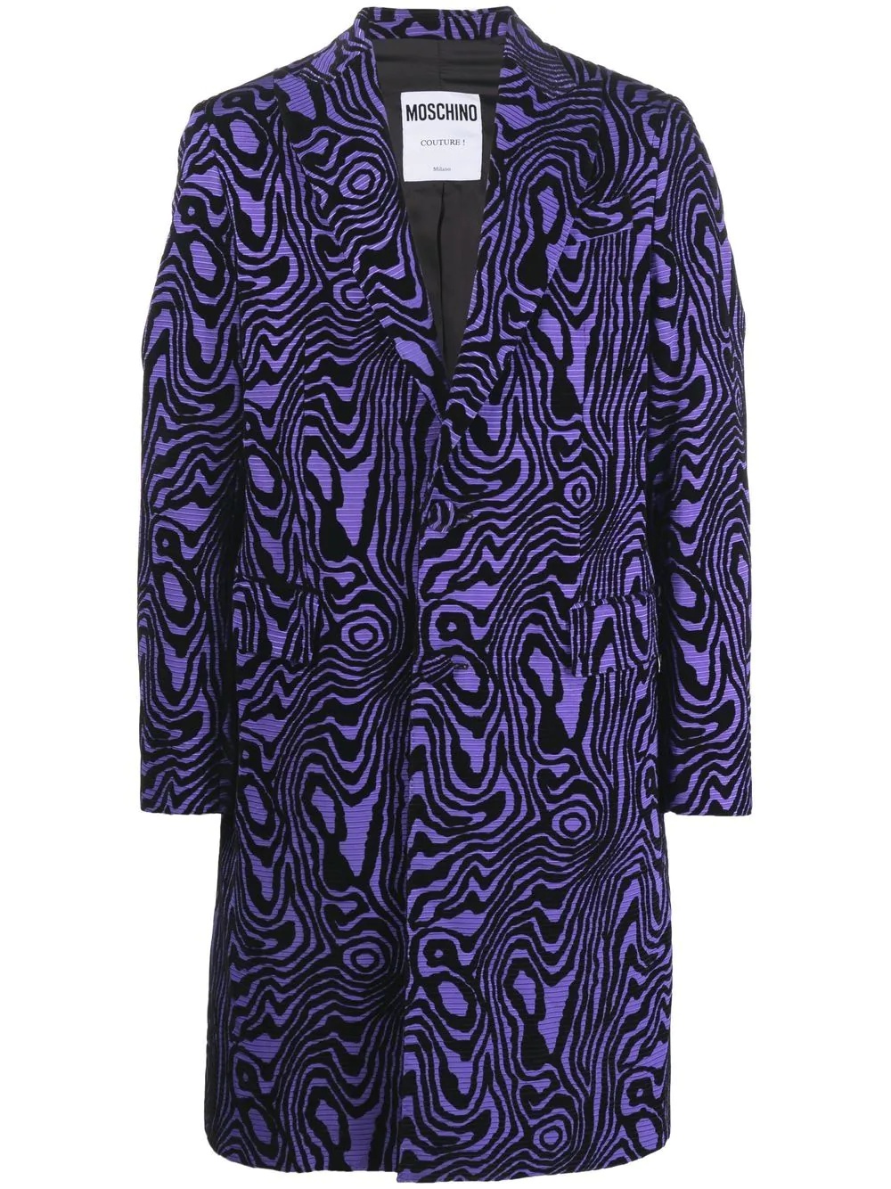 abstract-pattern single-breasted coat - 1