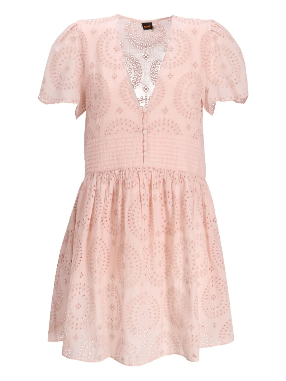 embroidered short-sleeve dress - 1