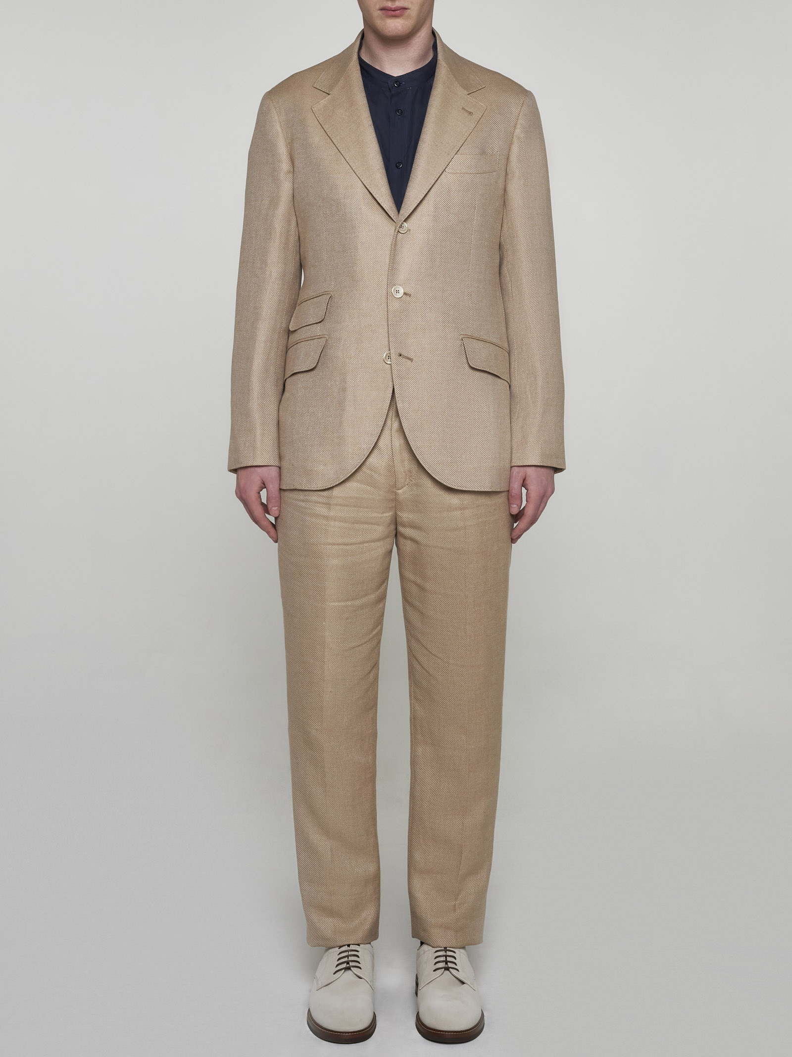 Linen-blend single-breasted suit - 2