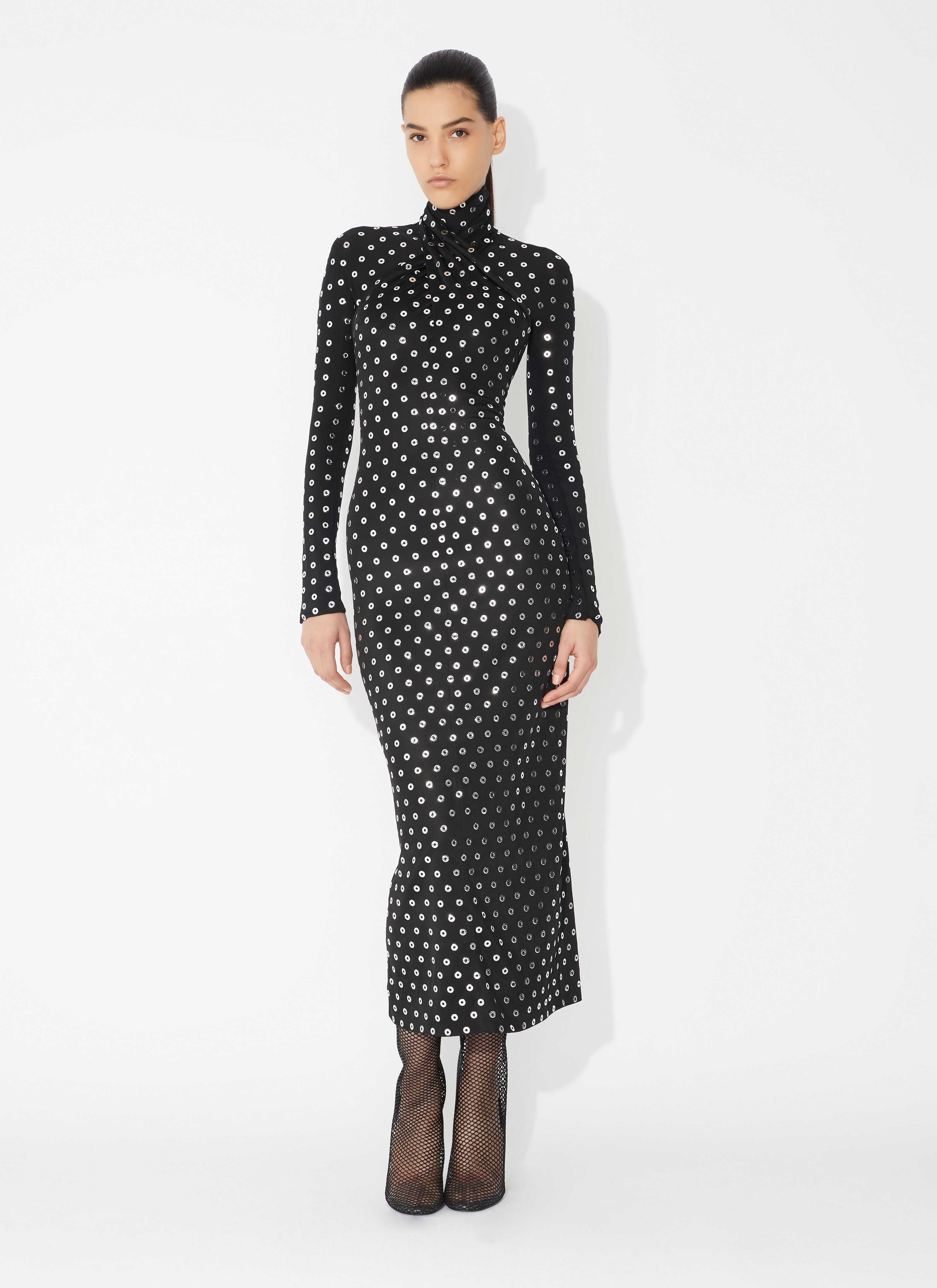 FLUID EYELET JERSEY DRESS - 2