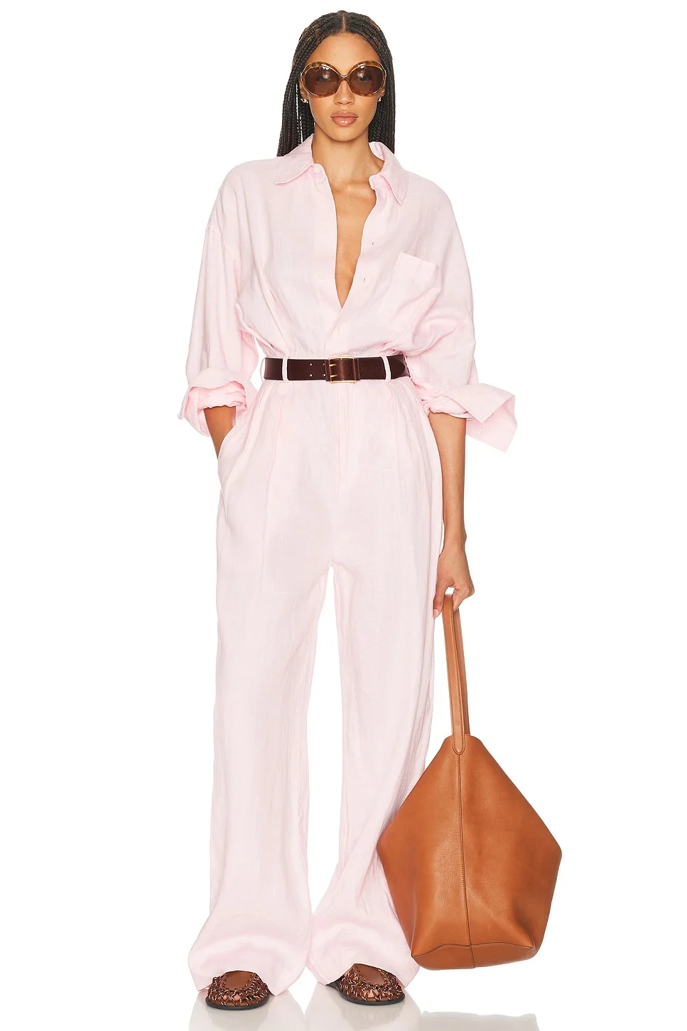 Paperbag Jumpsuit in Washed Linen - 1
