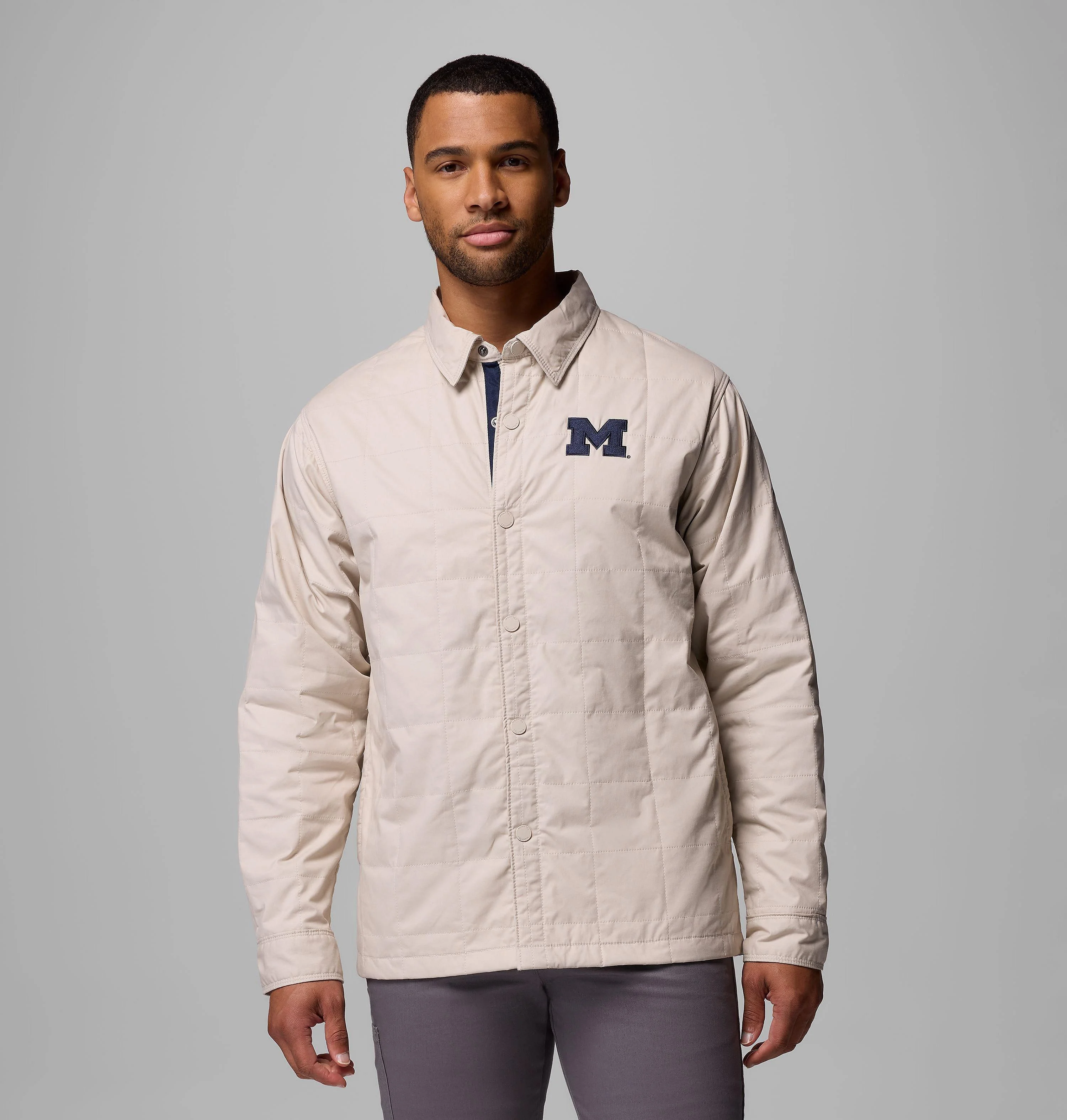 Men's Collegiate Campus Roam Quilted Shirt Jacket - Michigan - 1