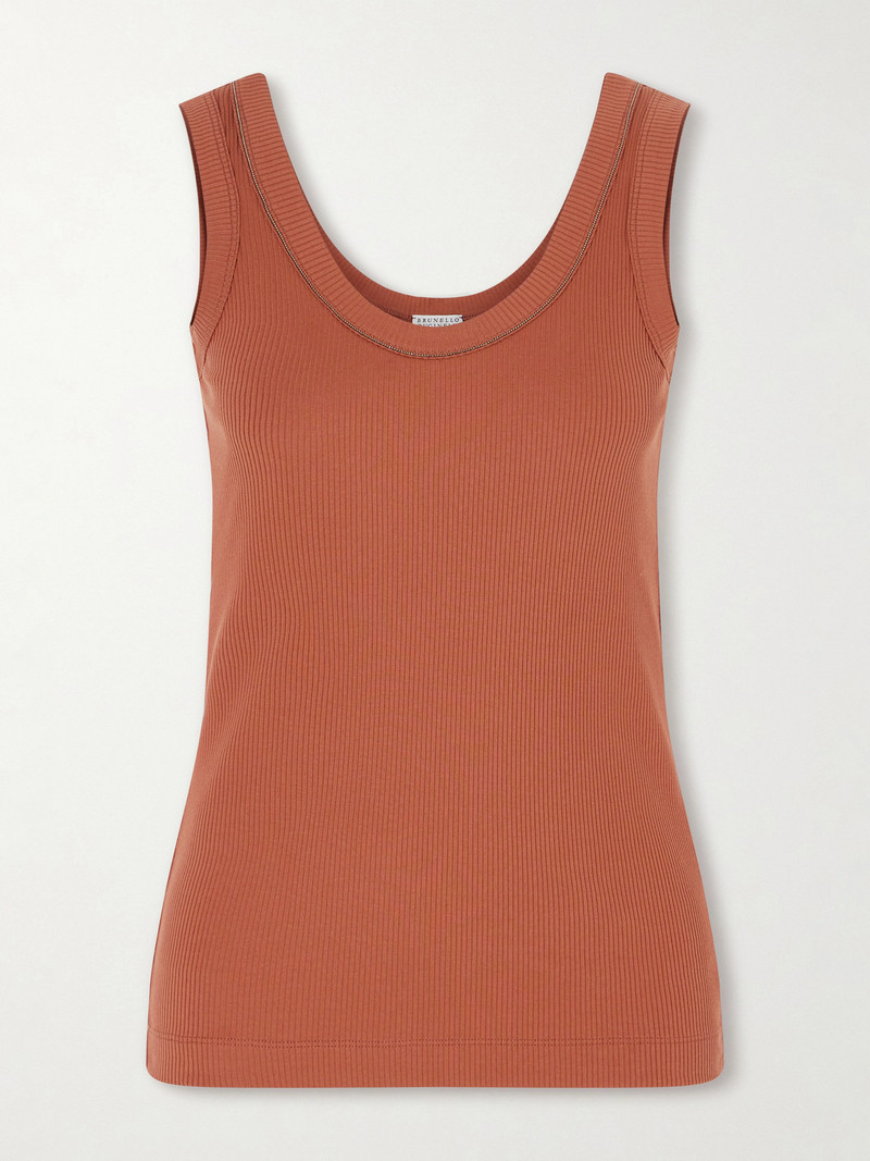 Ribbed Cotton-blend Tank 1