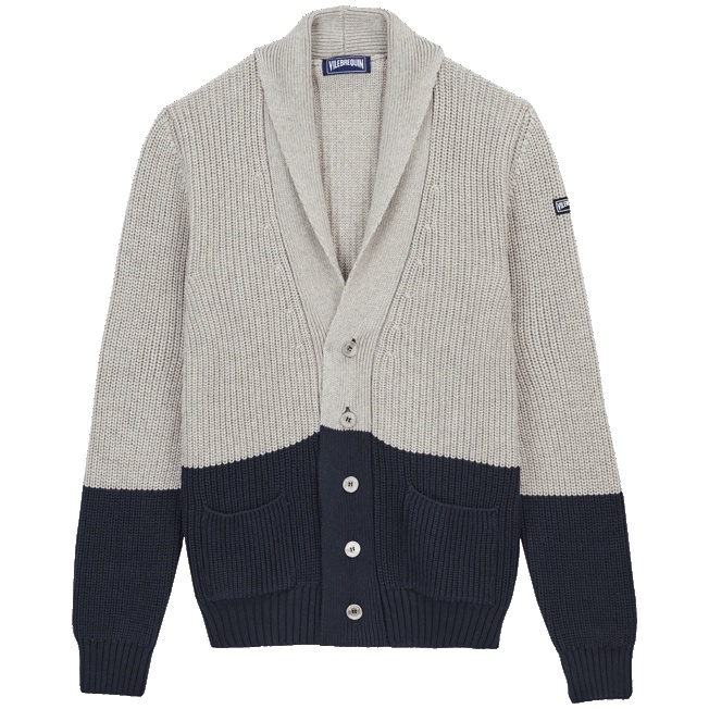 Men Bicolor Cotton Cashmere Cardigan - 1