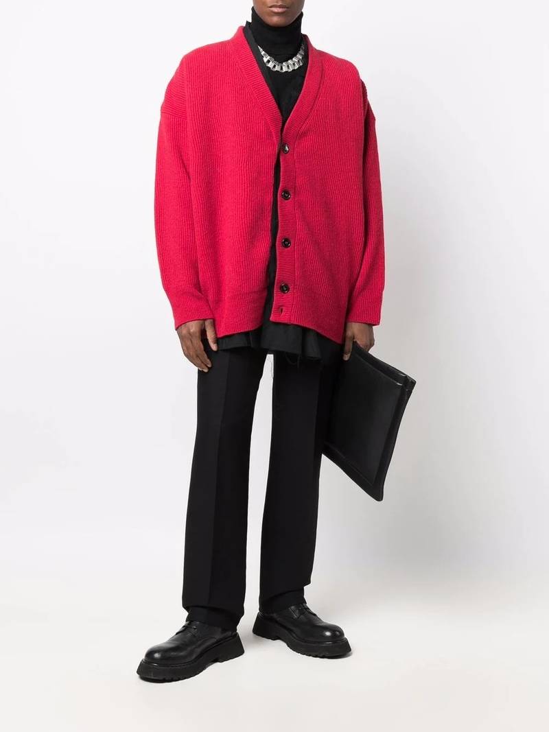 Raf Simons layered wool cardigan outlook