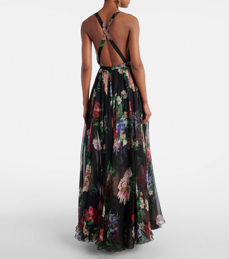 Floral pleated silk chiffon gown 3