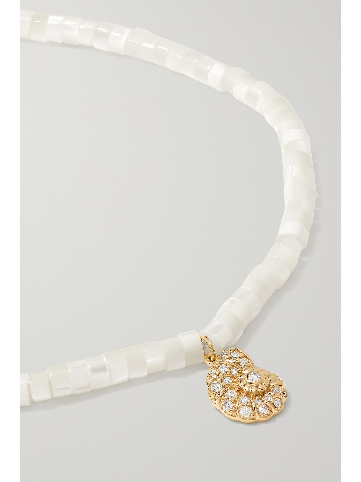 14-karat gold, mother-of-pearl and diamond anklet Gold - 4
