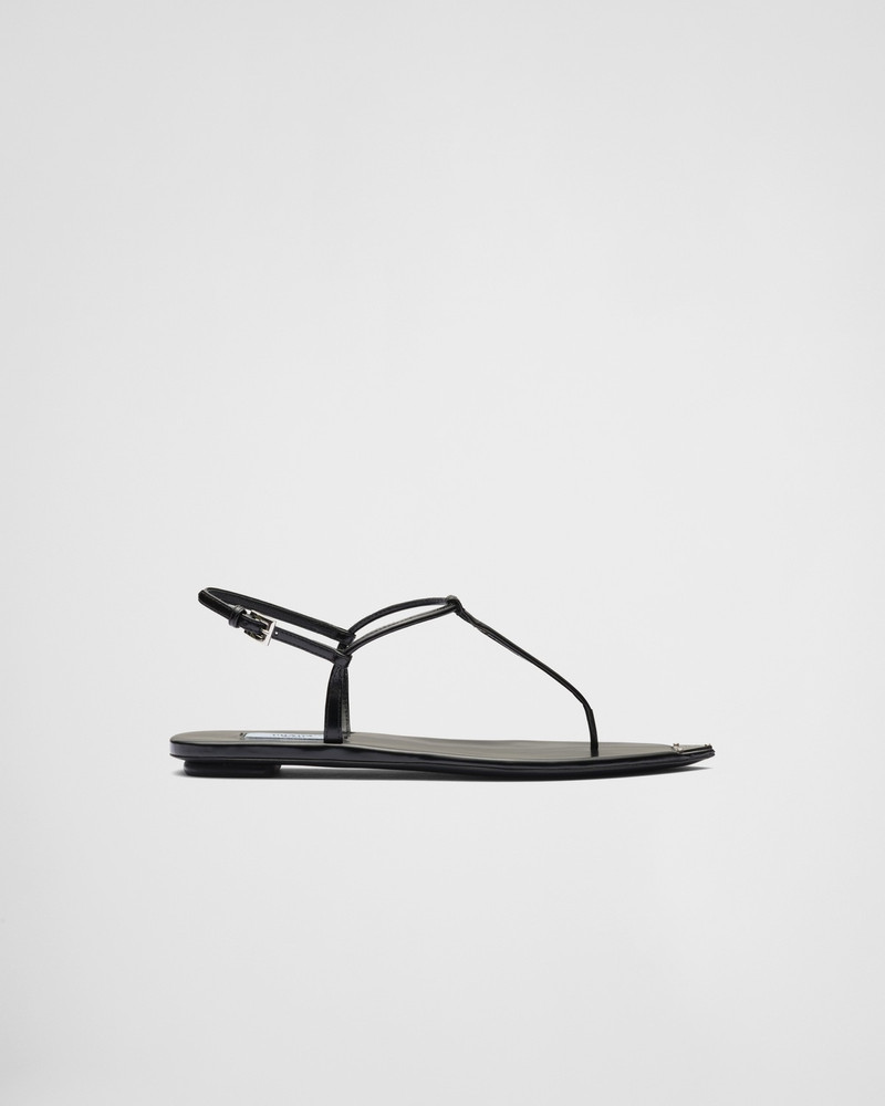 Brushed leather thong sandals 1