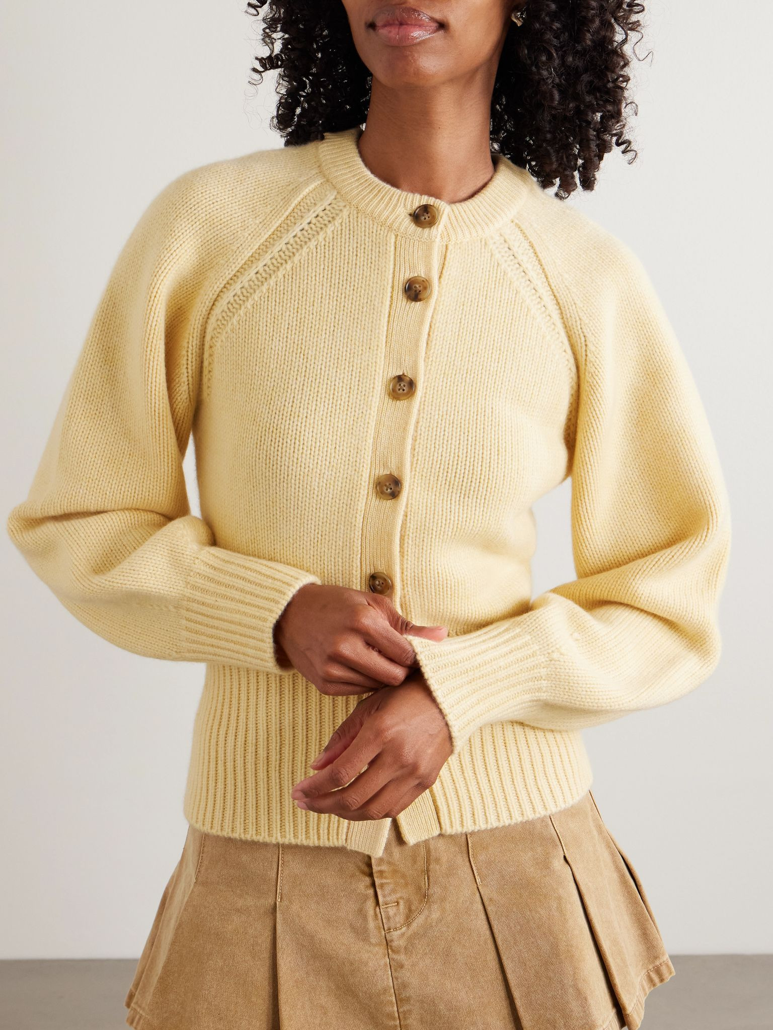 Sculpted cashmere cardigan Yellow - 3