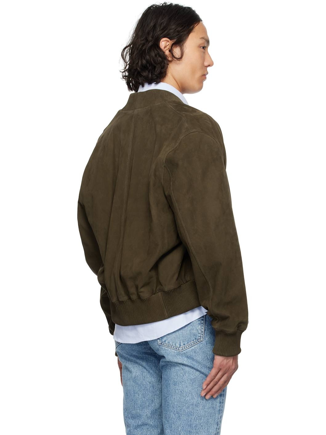 Khaki Zipped Suede Jacket - 3