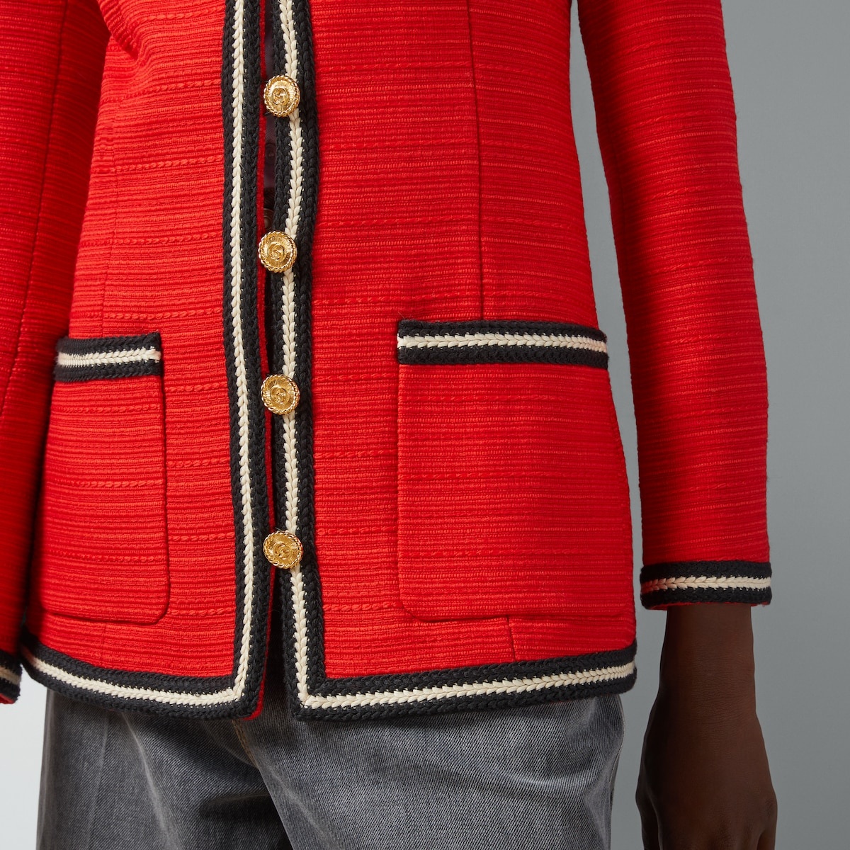 Wool jacket with braided ribbon trim - 3