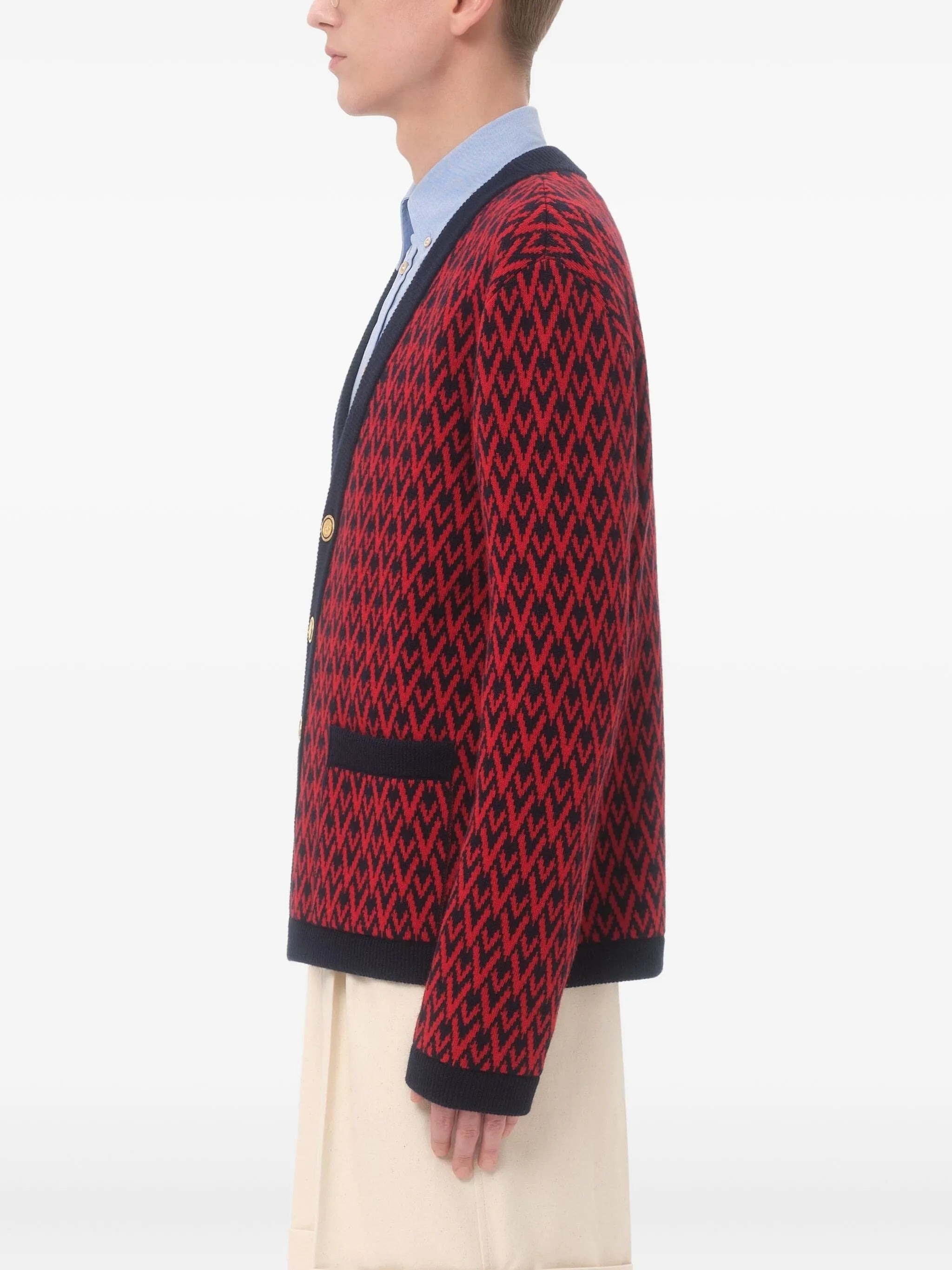 diamond-patterned cardigan - 4
