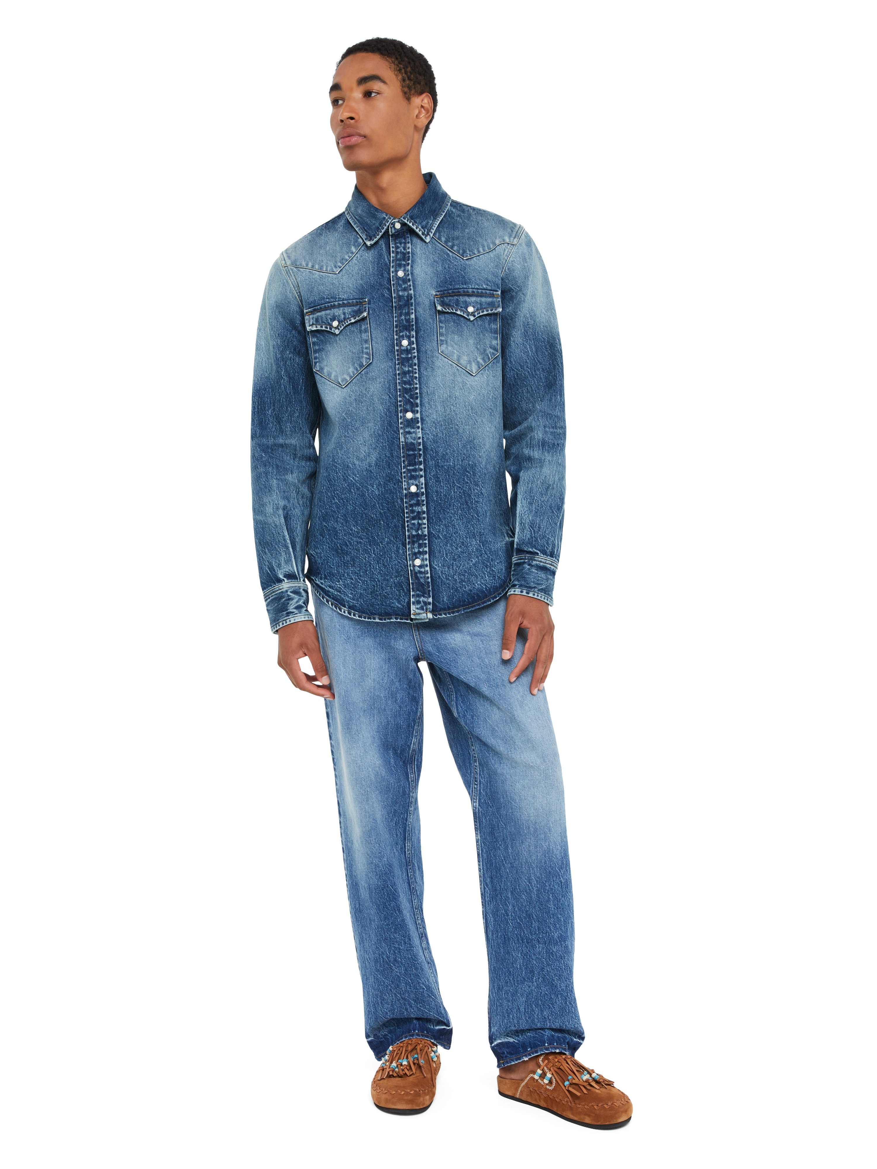 Medium Wash Denim Shirt - 2