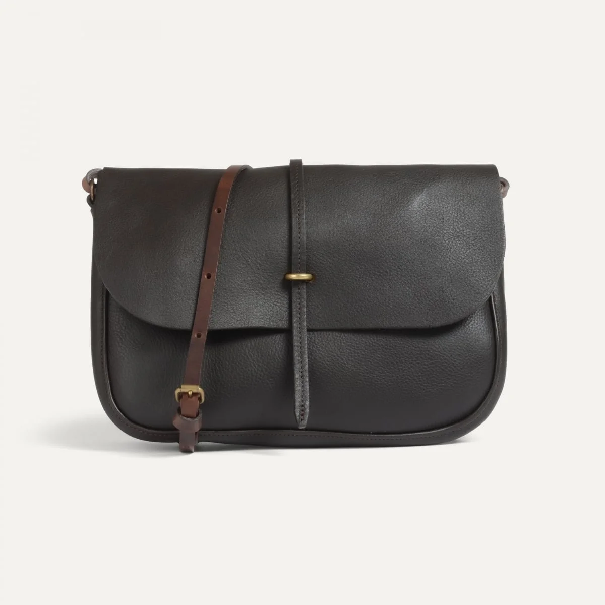 PASTEL POSTMAN BAG / HANDBAG - DARK BROWN - 1