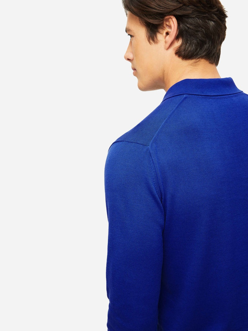 Men's Long Sleeve Polo Shirt Jacob Sea Island Cotton Blue 6