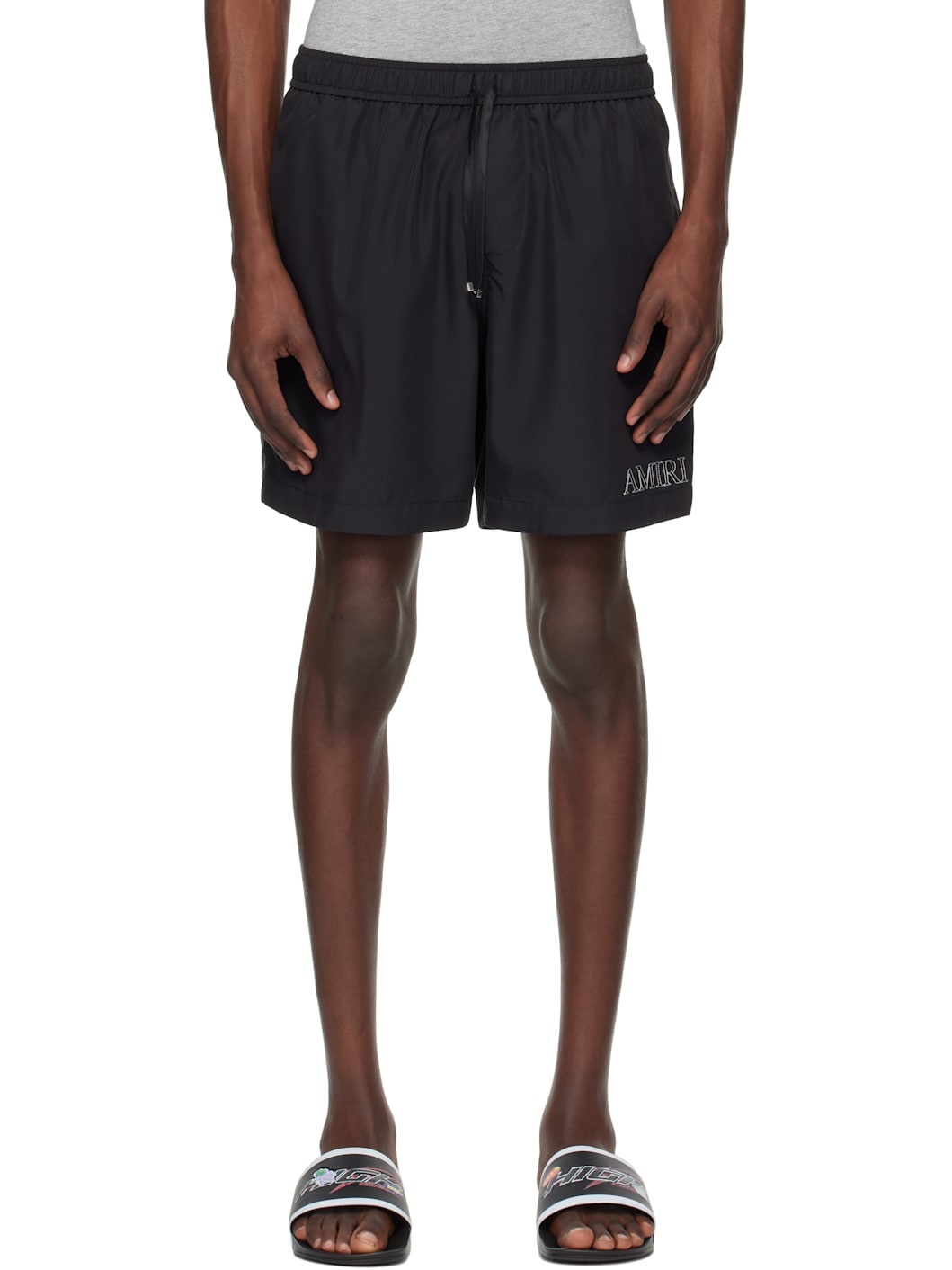 Black 'MA' Outline Shorts - 1