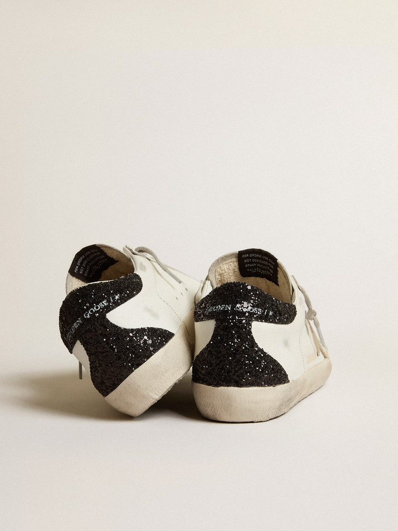 Golden Goose Super-Star with gold star and black glitter heel tab outlook
