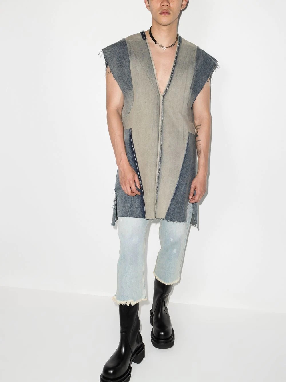 V-neck patchwork vest - 5