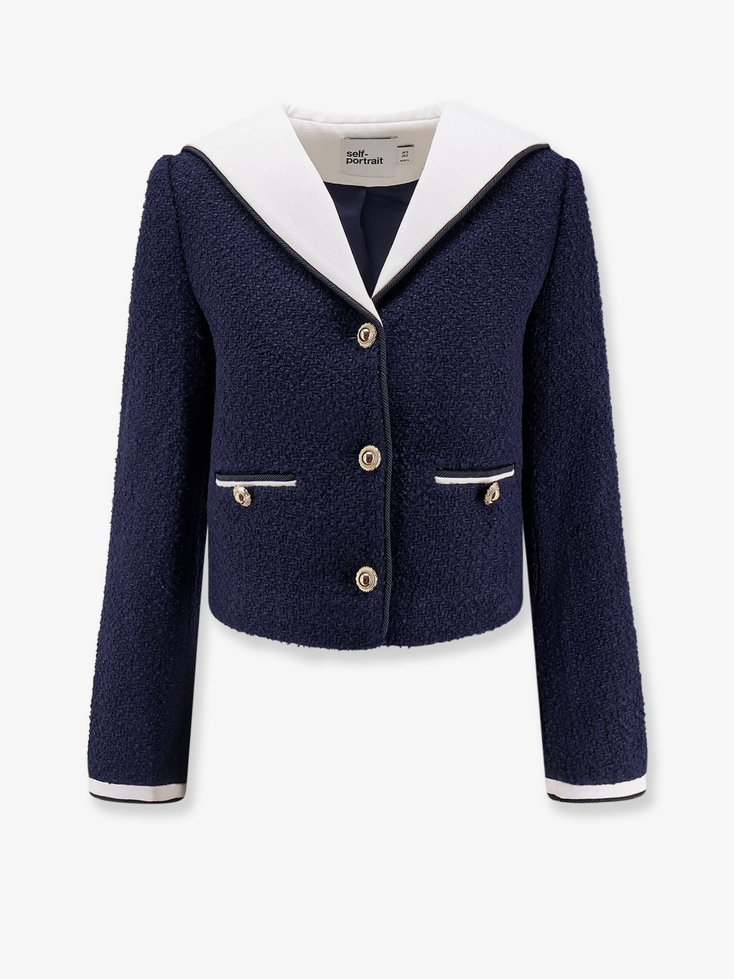 Bouclé Fabric Blazer With Jewel Buttons - 1