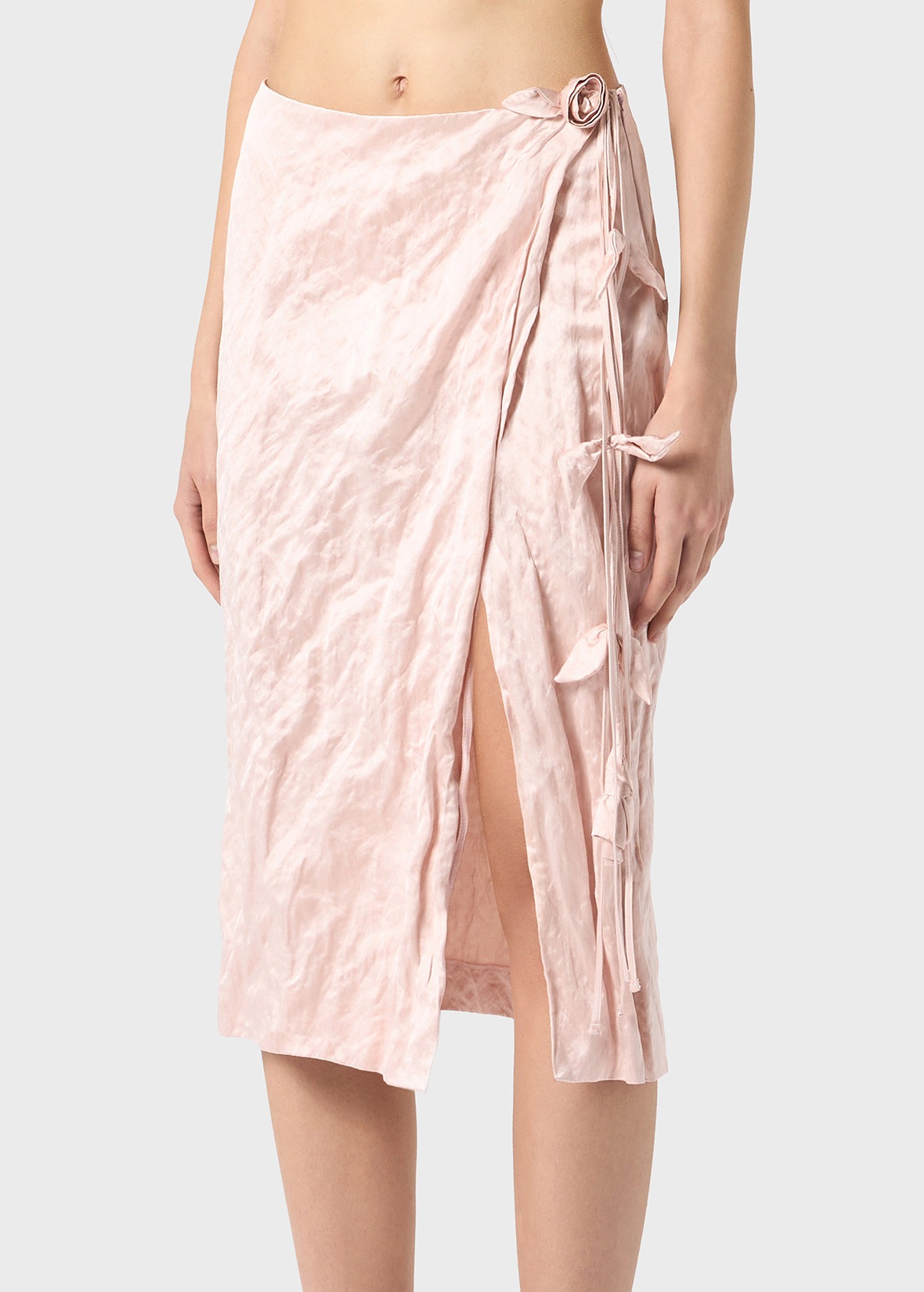 WRAP SKIRT IN CRINKLED SATIN - 5