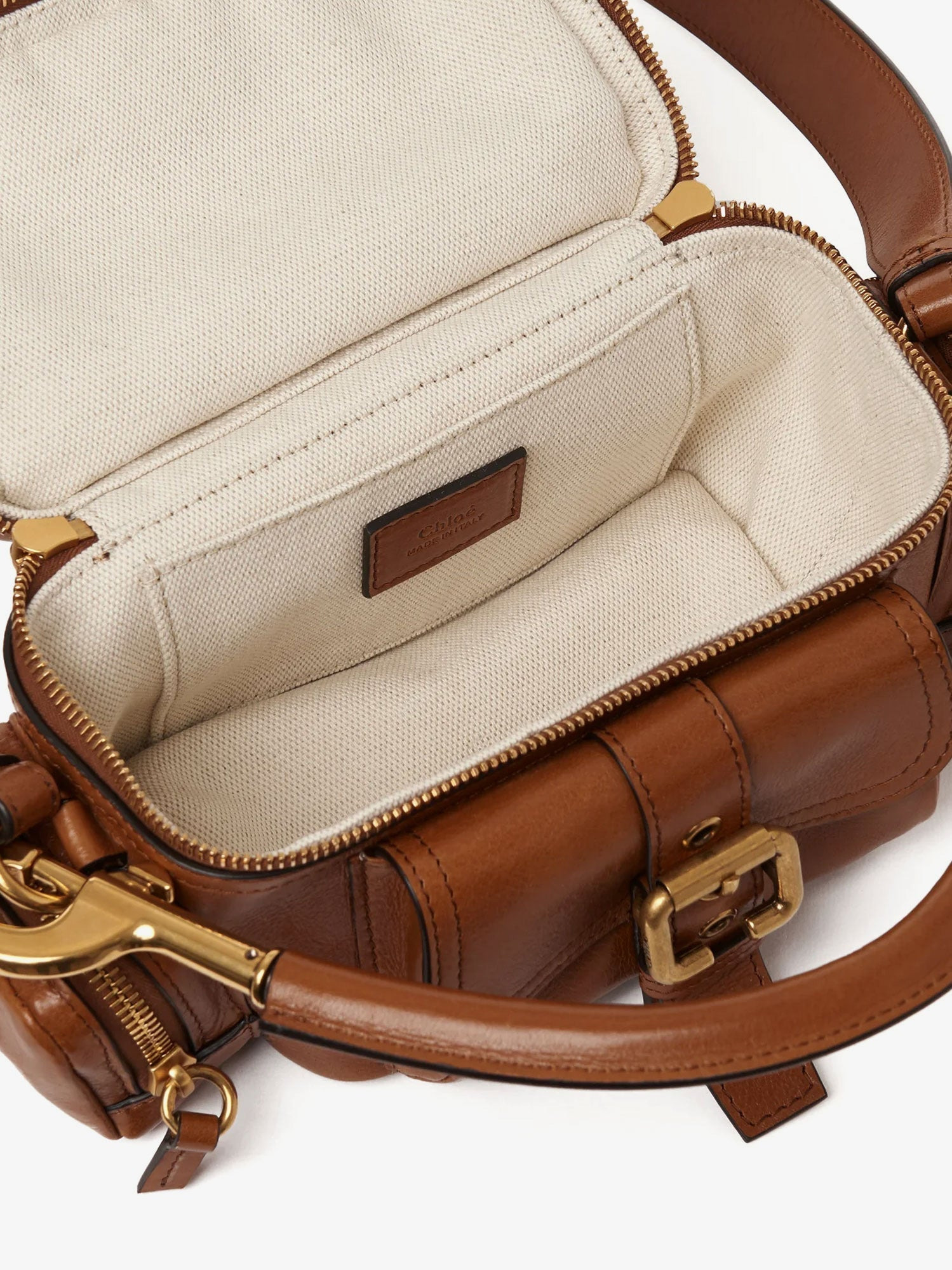CHLOE' - Chloe' Small Double Carry Leather Bag With Multipocket Detail - 5