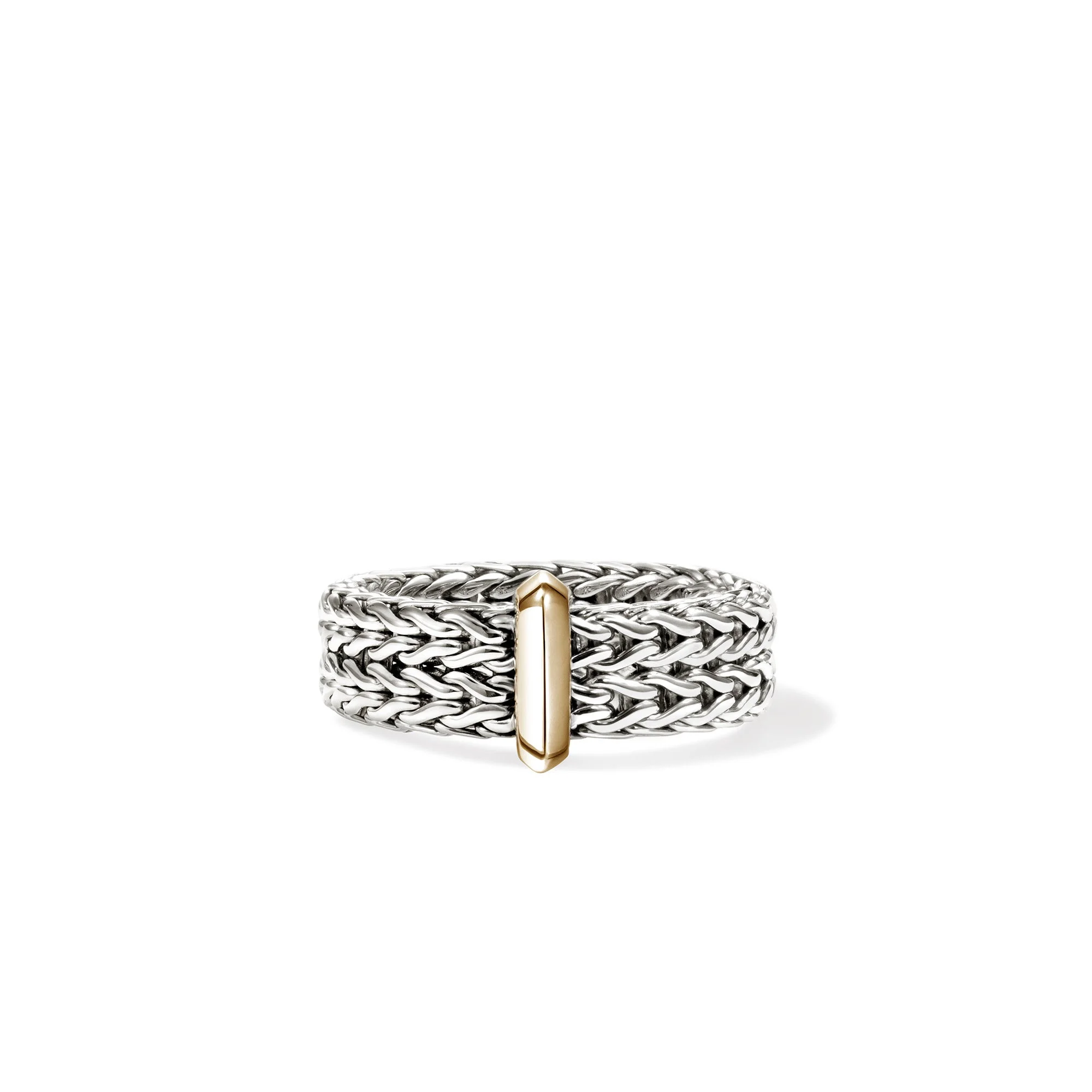 Icon Link Bar Ring, Sterling Silver, Gold, 6MM - 1