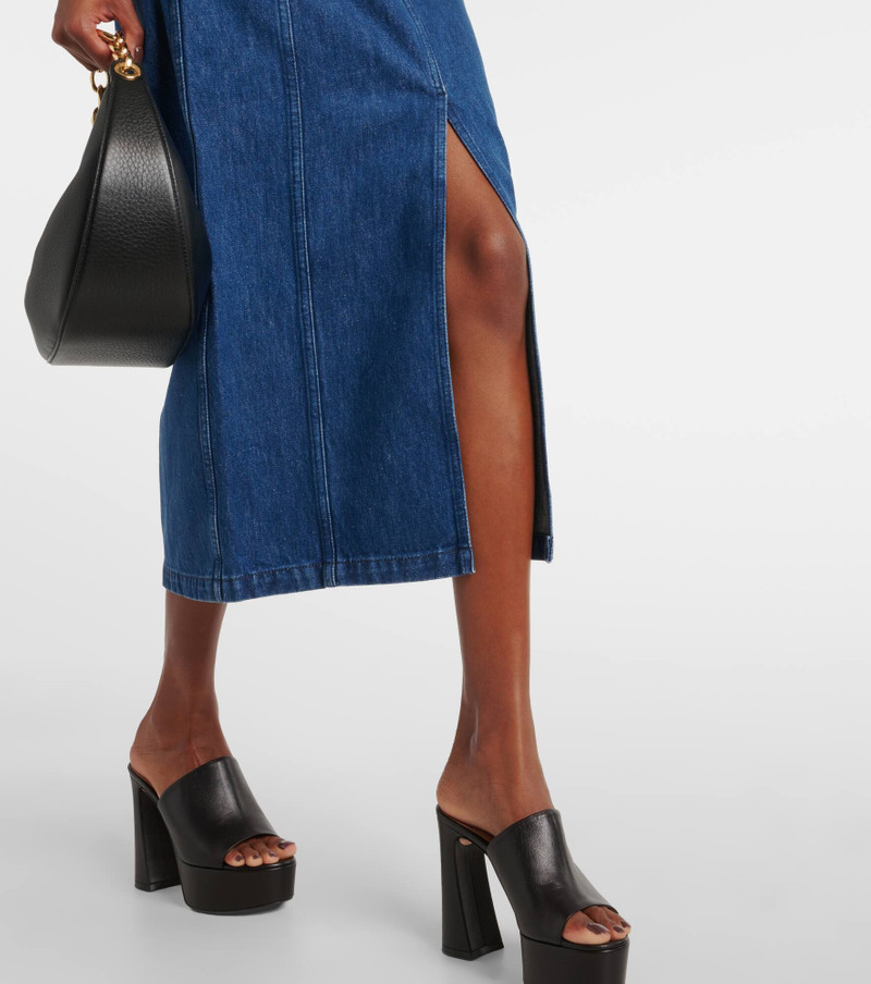organic cotton-denim slit midi skirt 5