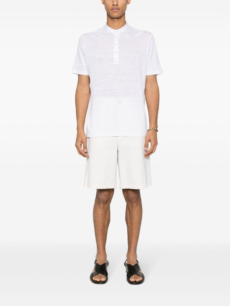 LARDINI mock-neck linen T-shirt outlook