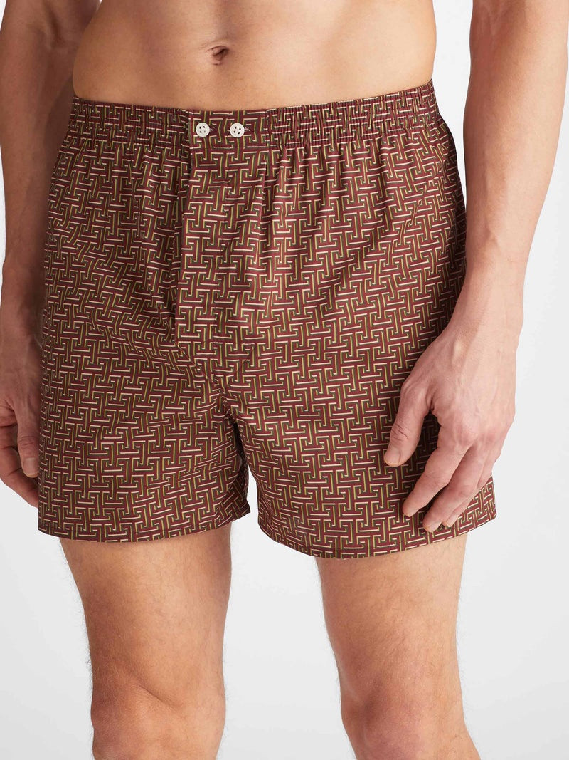 Men's Classic Fit Boxers Ledbury 72 Cotton Batiste Burgundy 5