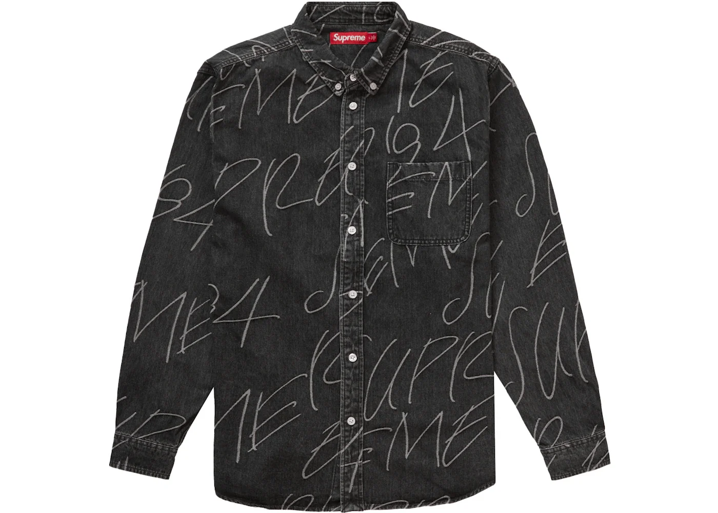 최우수 Jacquard 데님 셔츠 'Washed Black 이름 * - 1