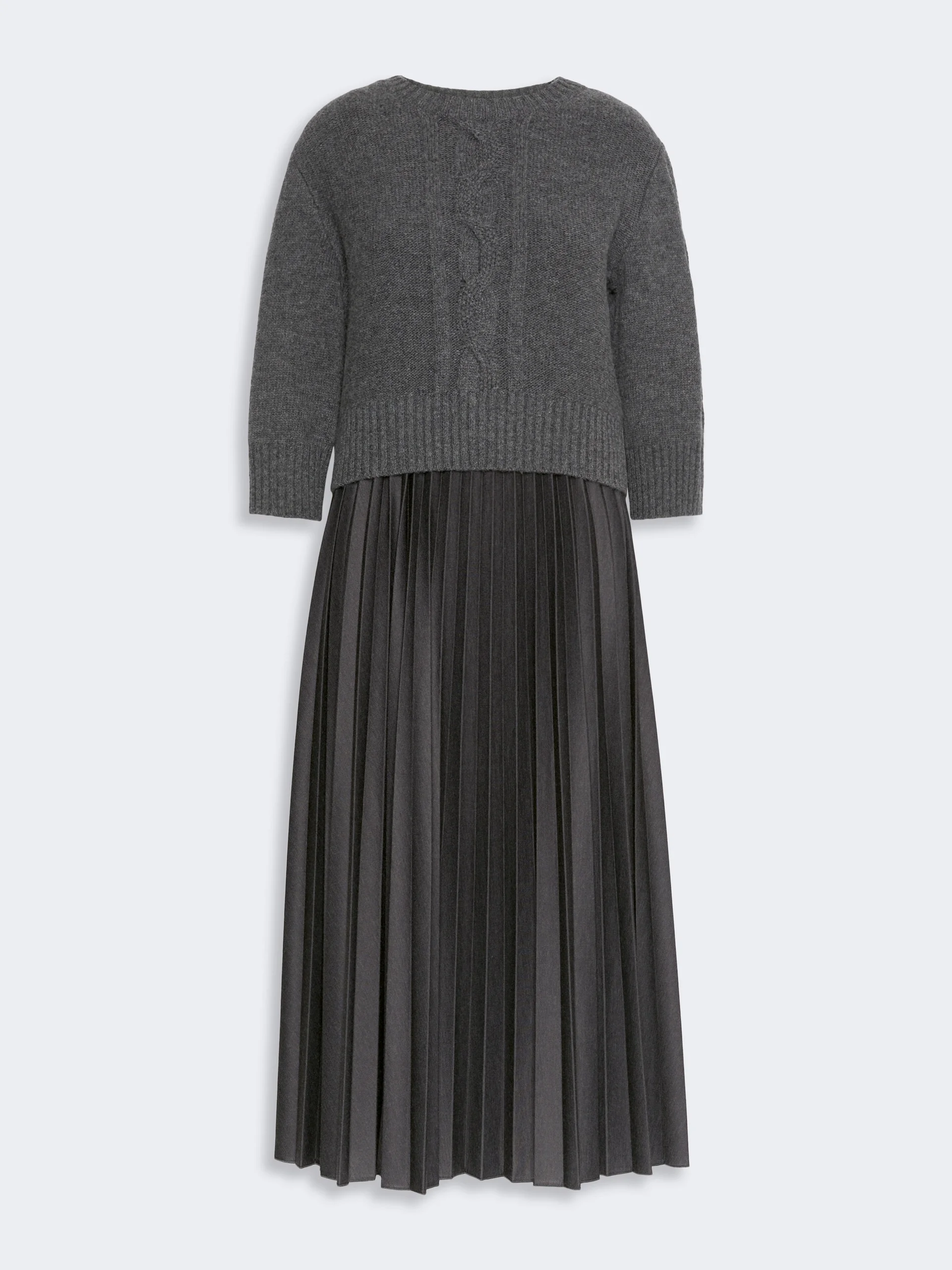 CALCO Jersey dress with a wool top - DARK GREY - 1