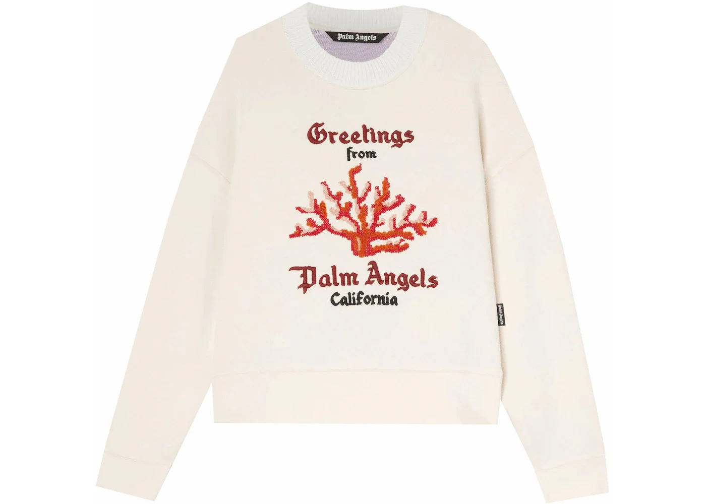 Palm Angels Coral Striped Sweatshirt Off White/Red - 1