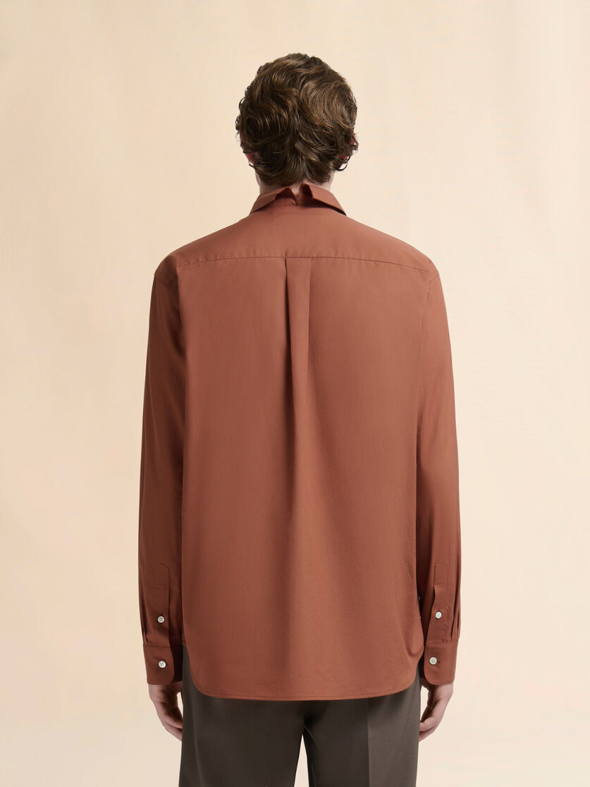 BROWN COTTON POPLIN SHIRT WITH MARNI MENDING LOGO - 3