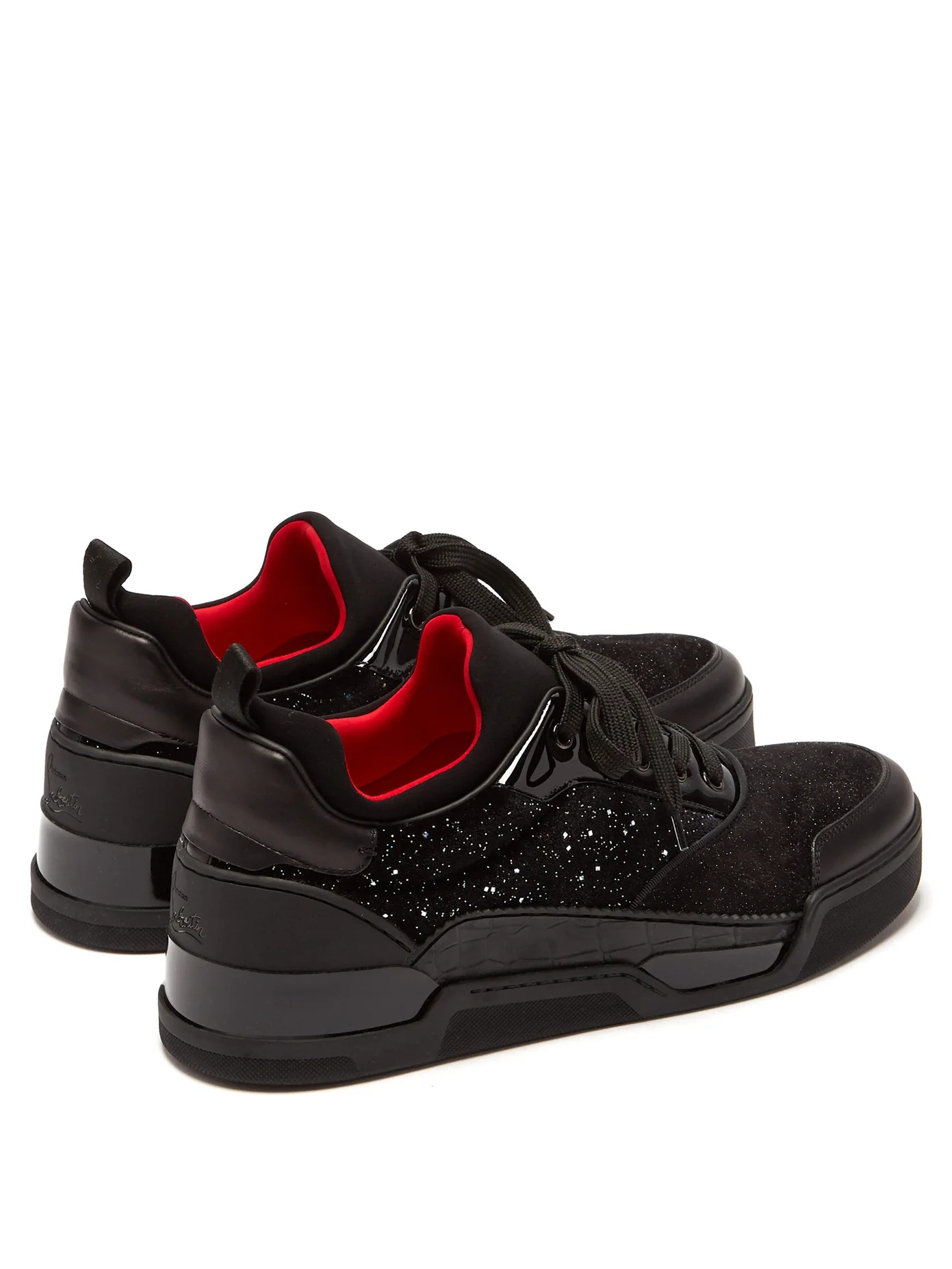 Aurelien glittered velvet and suede trainers - 5