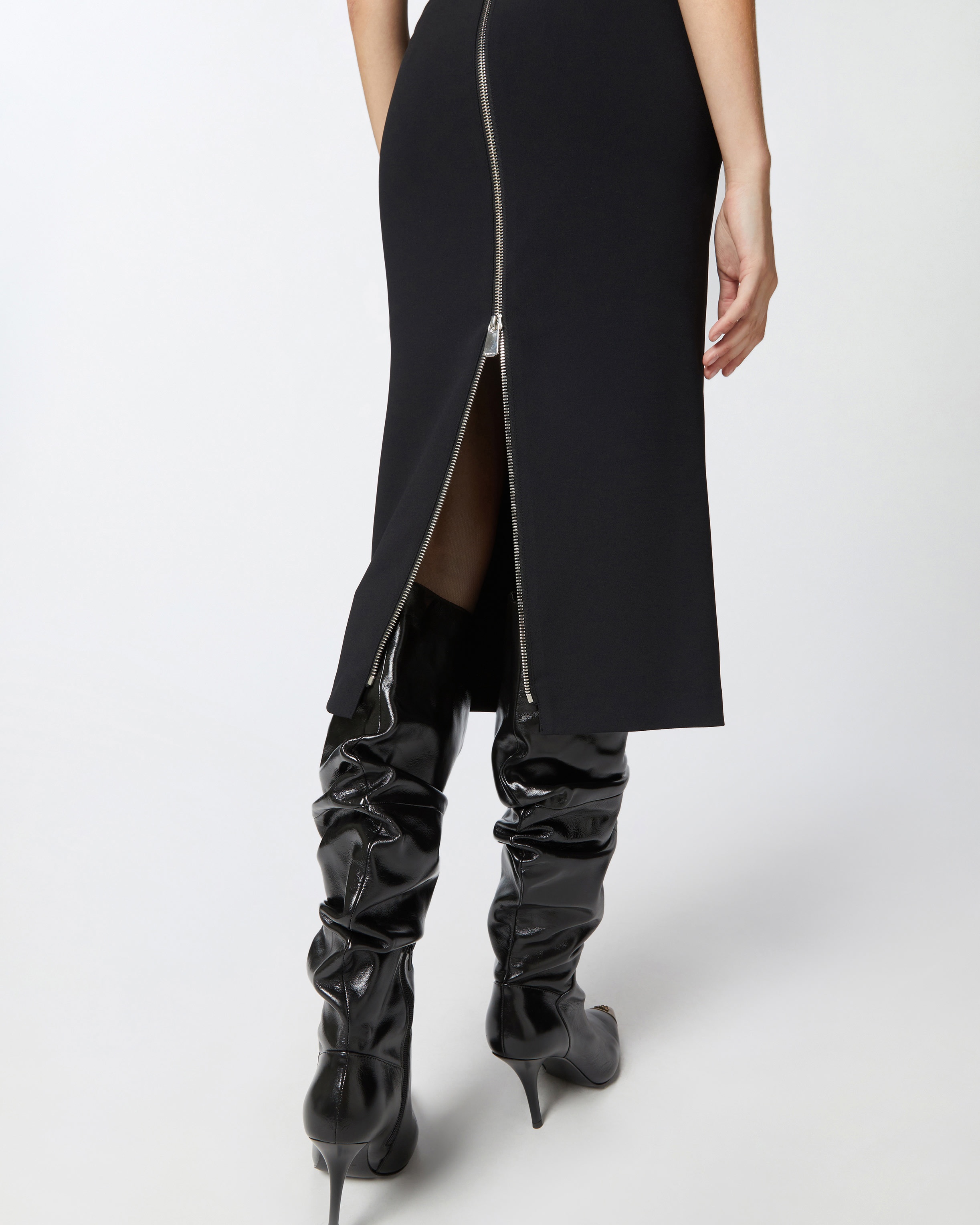 MIDI DRESS IN CREPE FABRIC WITH ZIP - 5
