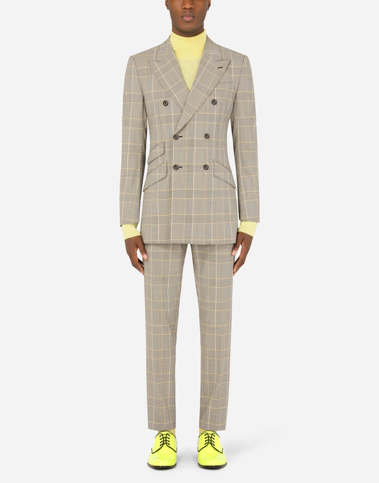 Double-breasted glen plaid wool Beat-fit suit - 1