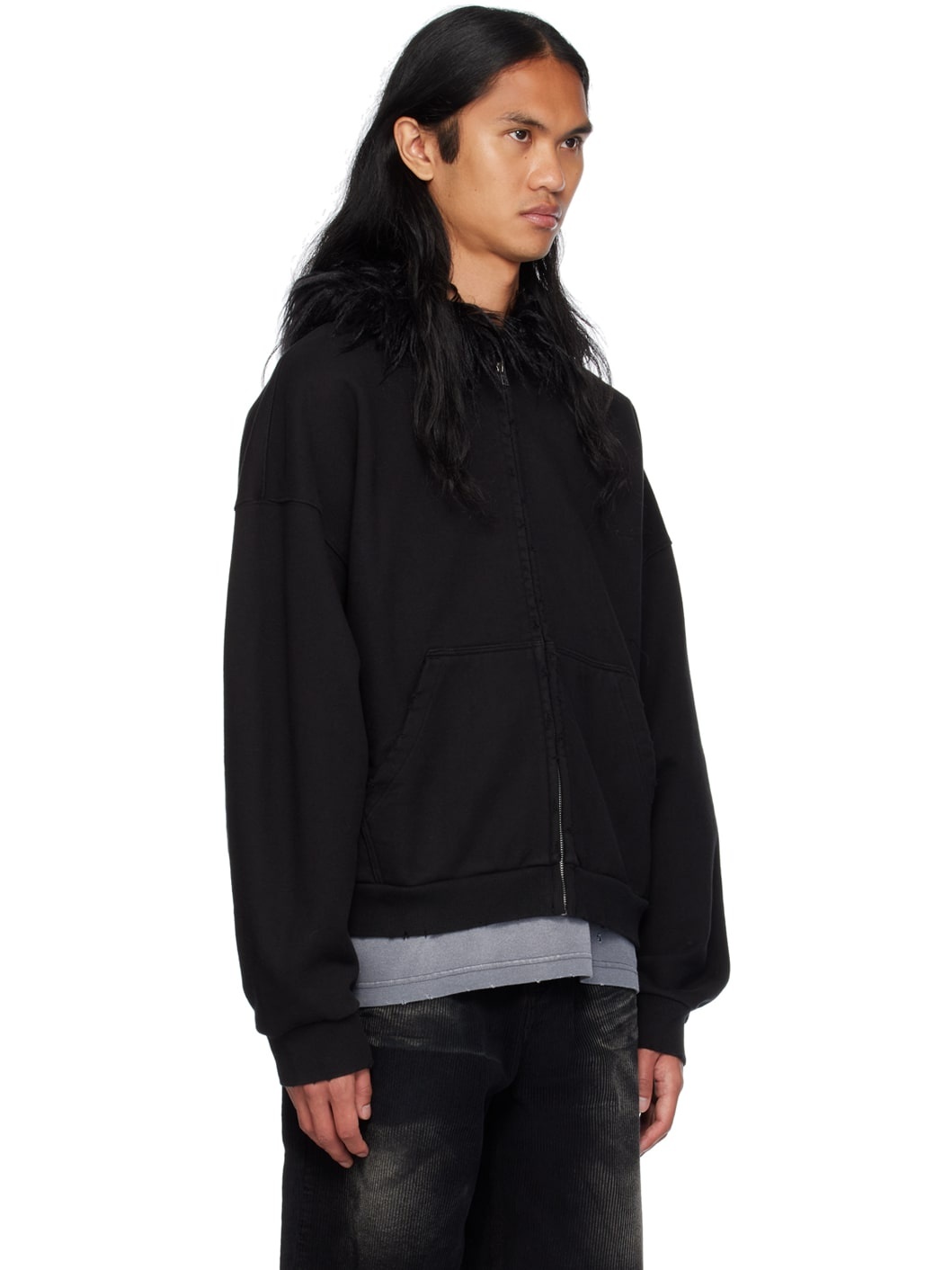 Black Fur Hoodie - 2