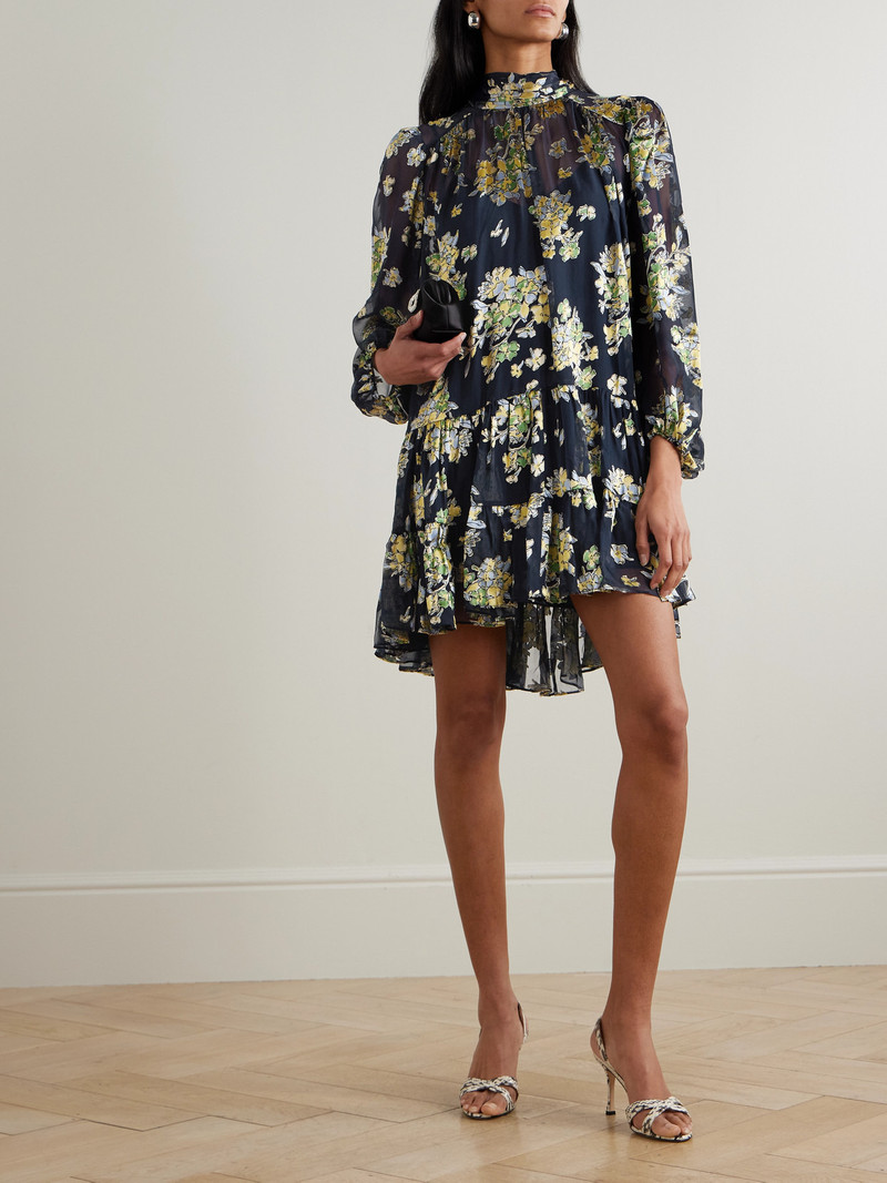 RIXO Anaya Pussy-bow Devoré-velvet Chiffon Mini Dress outlook