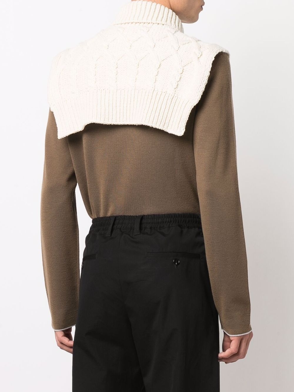 cable-knit high-neck bib - 4