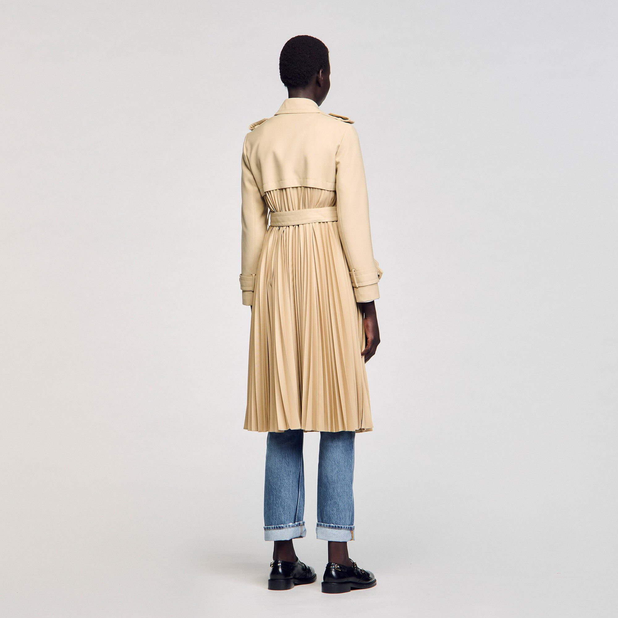 PLEATED TRENCH COAT WITH BELT - 6