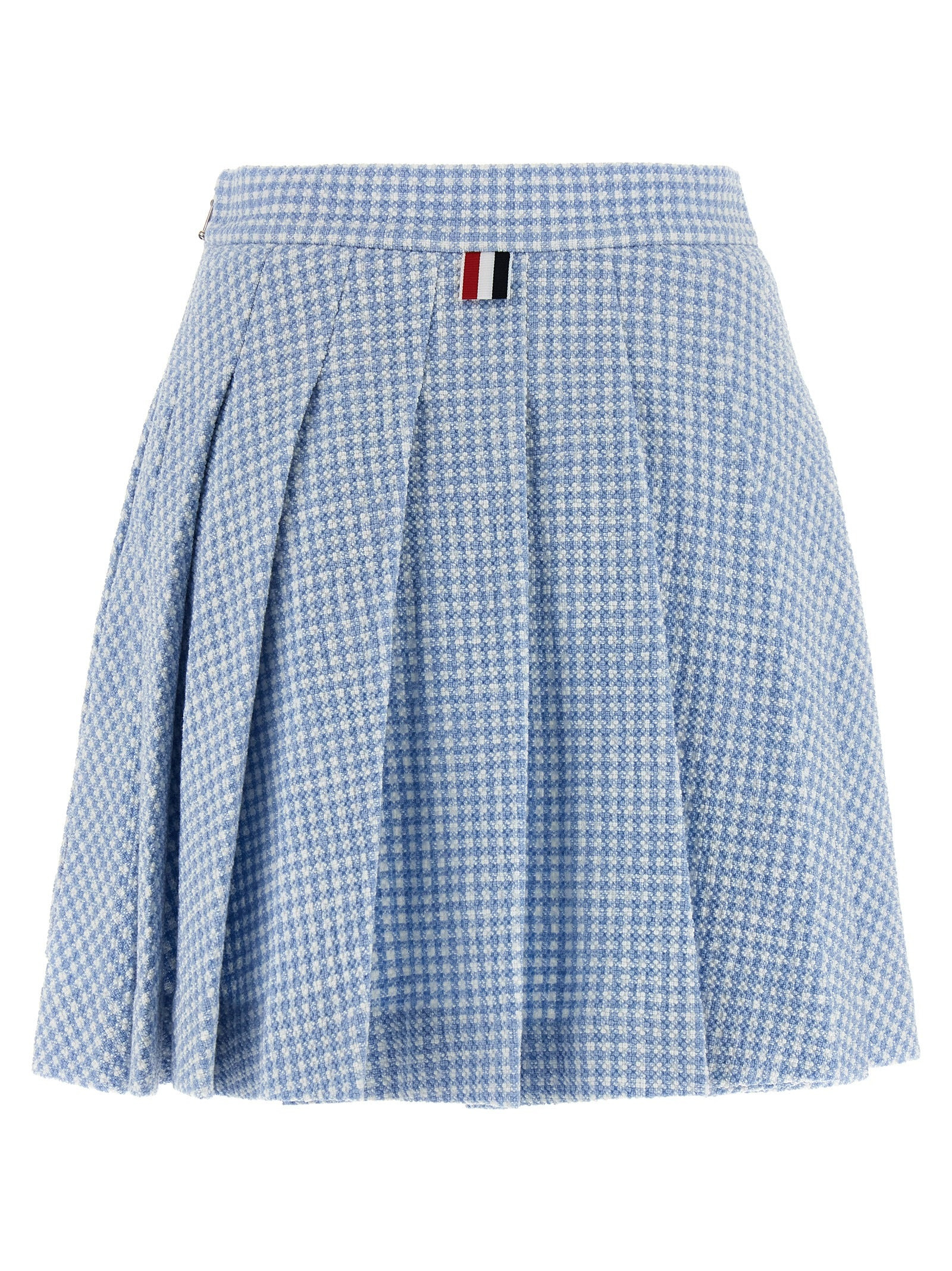 Pleated Tweed Skirt Skirts Light Blue - 2