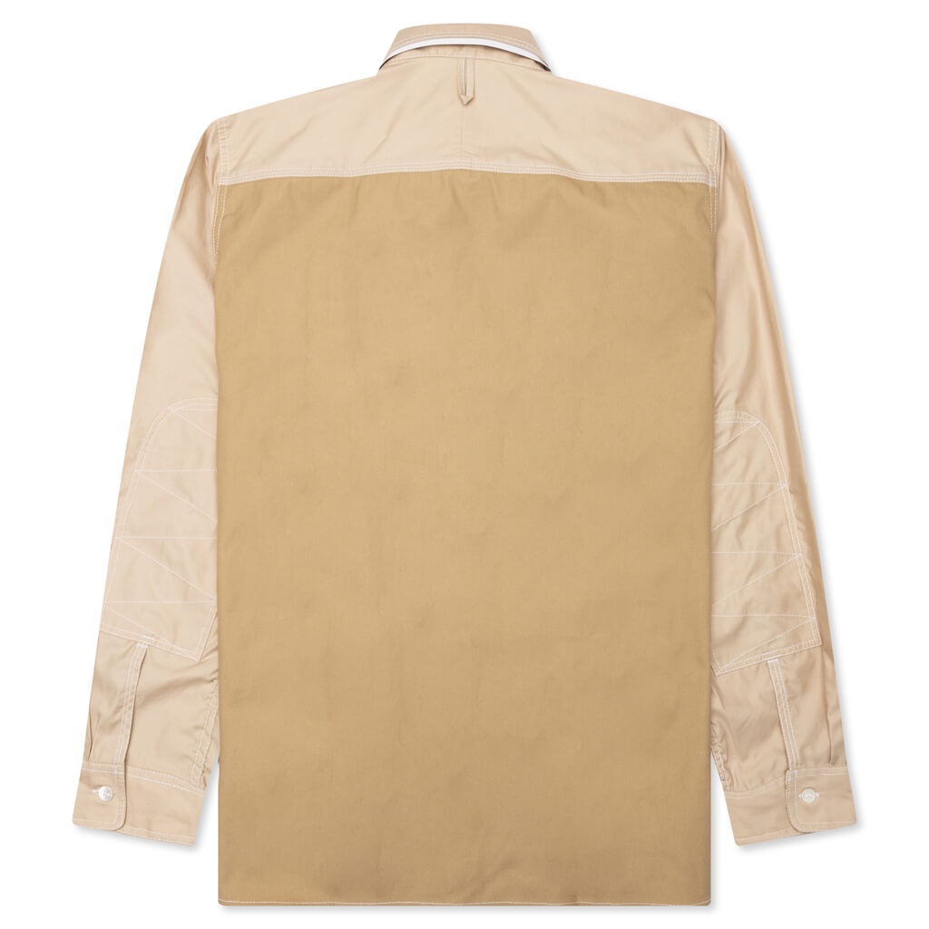 TWO TONE BUTTON UP SHIRT - BEIGE - 2
