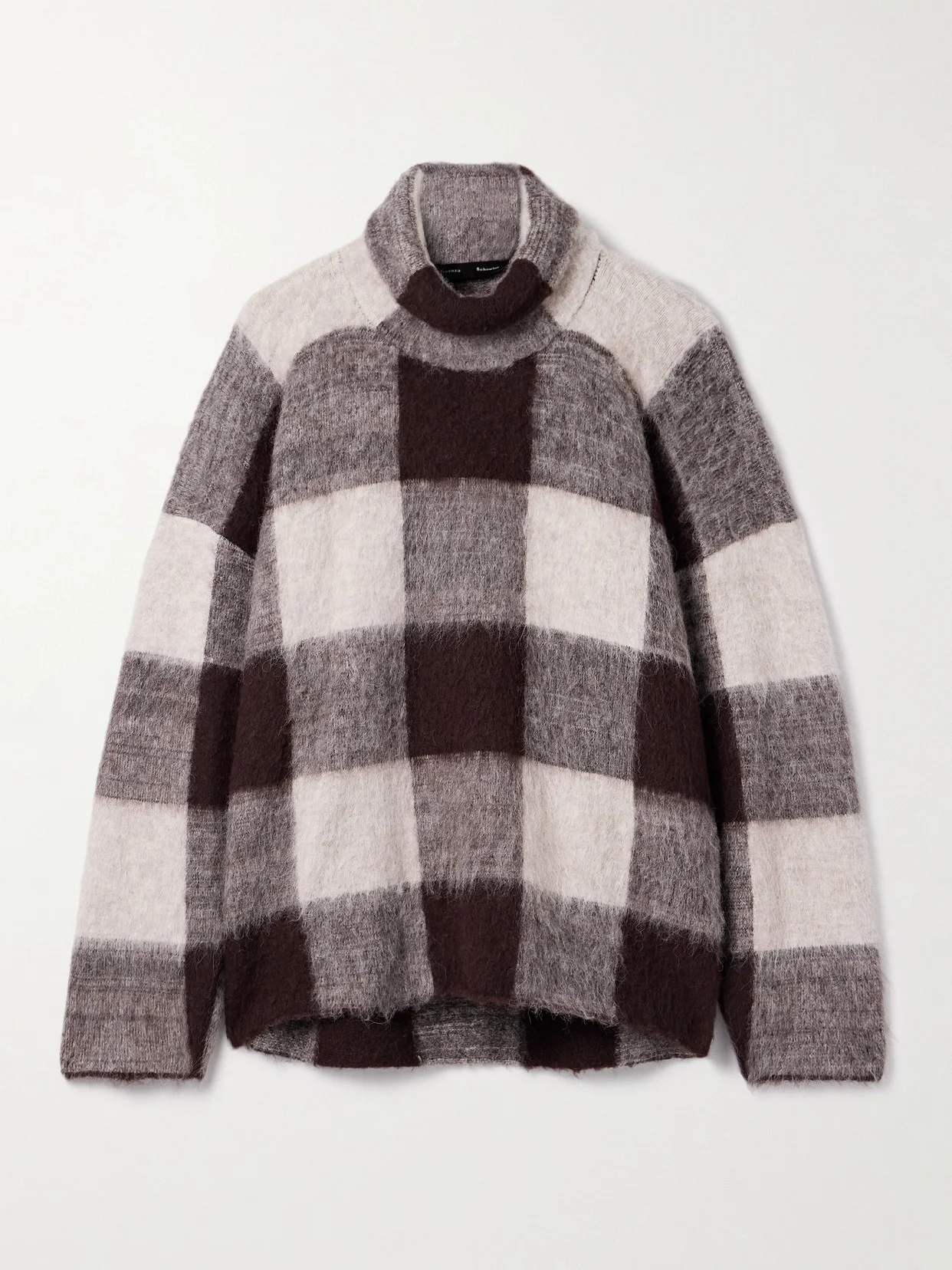 Kai Checked Brushed Knitted Turtleneck Sweater - 1