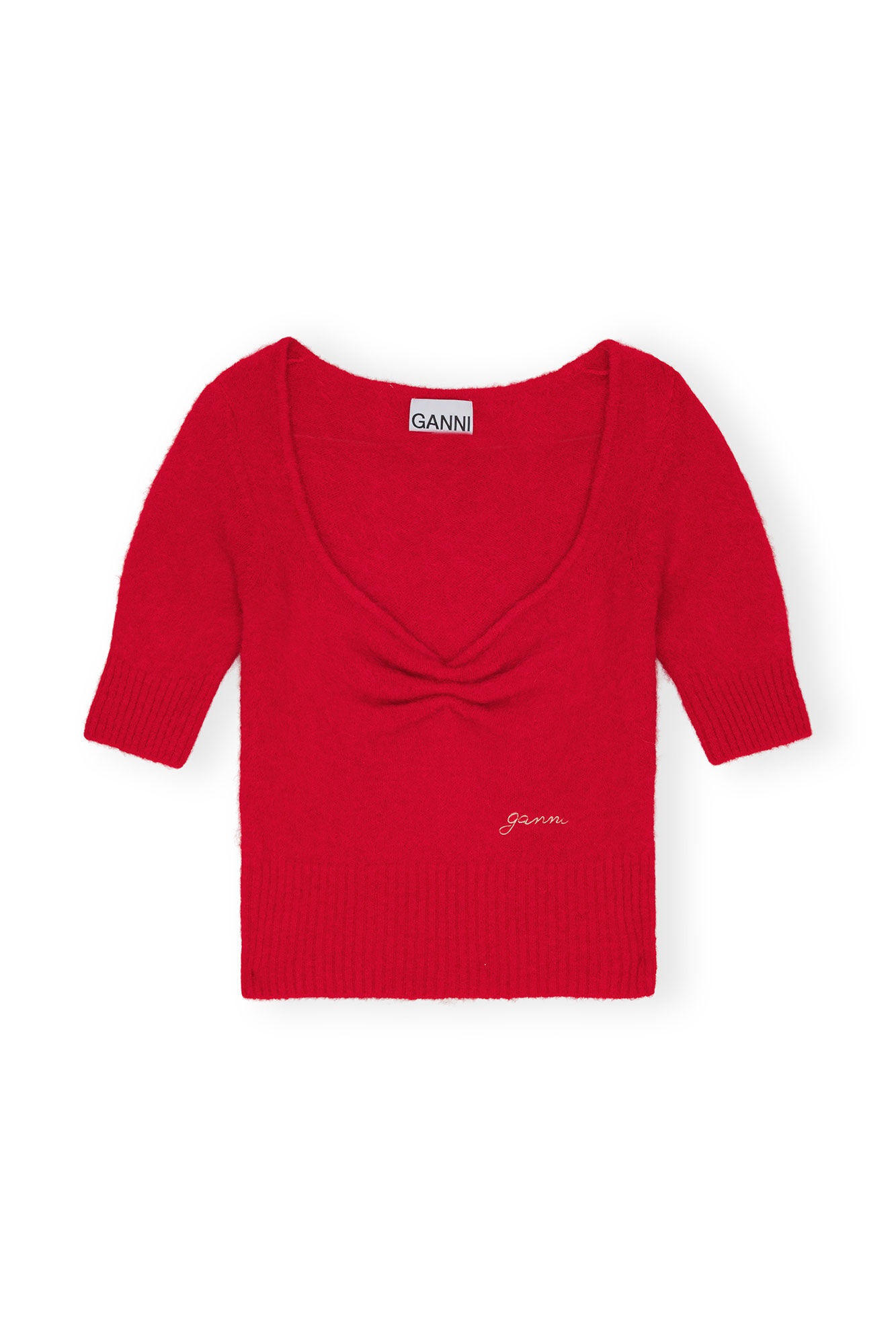 RED BRUSHED ALPACA TOP - 1