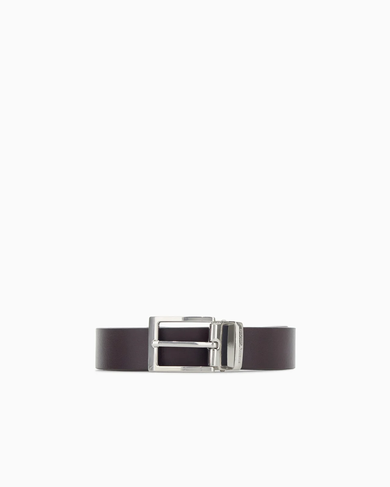 SMOOTH LEATHER TONGUE BELT WITH A RECTANGULAR METAL BUCKLE - 1