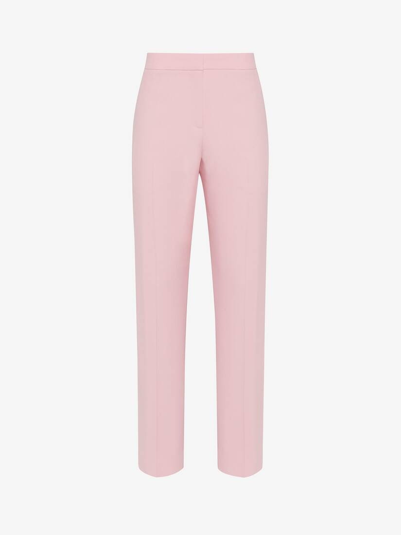 Women's Leaf Crepe Cigarette Trousers in Pale Pink - 1