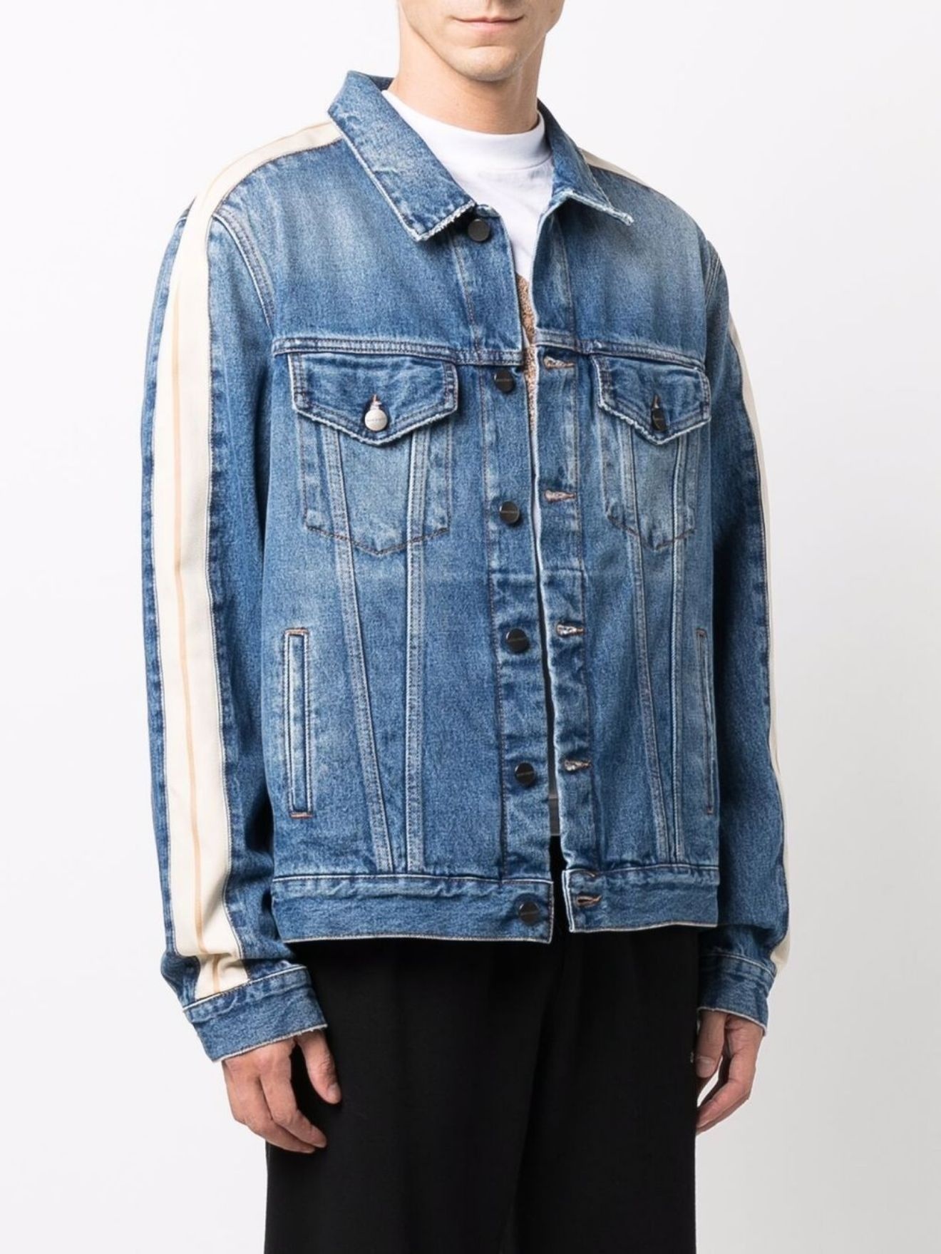 stripe-detail denim jacket - 3